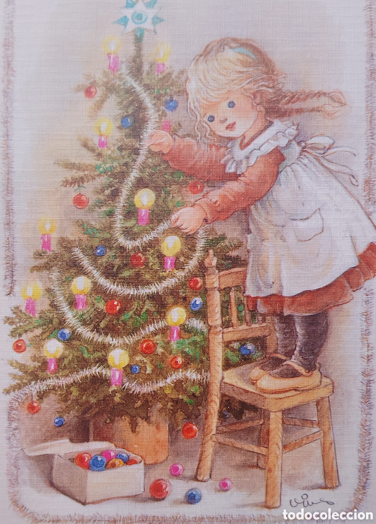 Postales: FELICITACI&Oacute;N NAVIDAD - VIVES - EDICROMO - NI&Ntilde;A &Aacute;RBOL