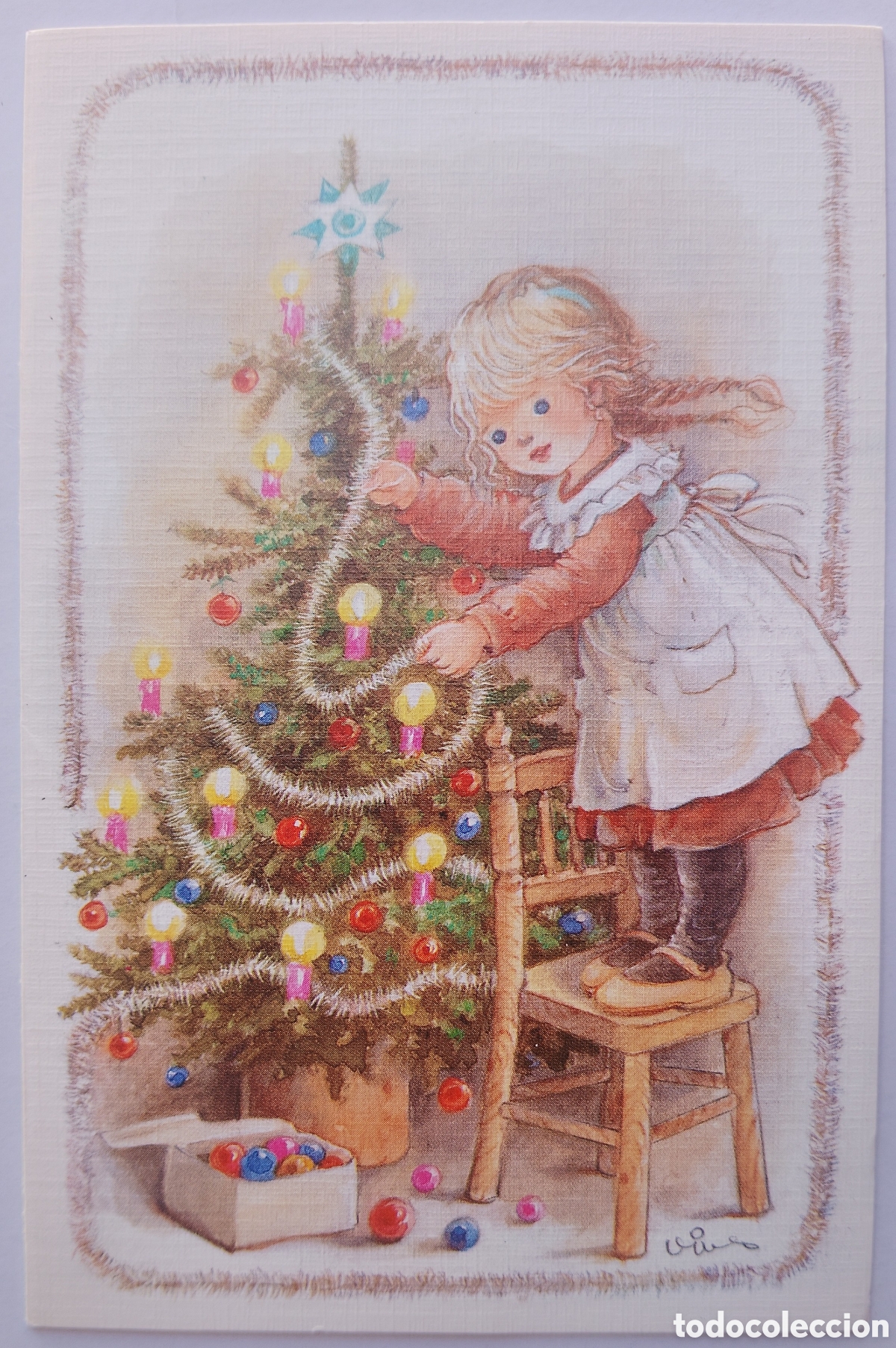Postales: FELICITACI&Oacute;N NAVIDAD - VIVES - EDICROMO - NI&Ntilde;A &Aacute;RBOL