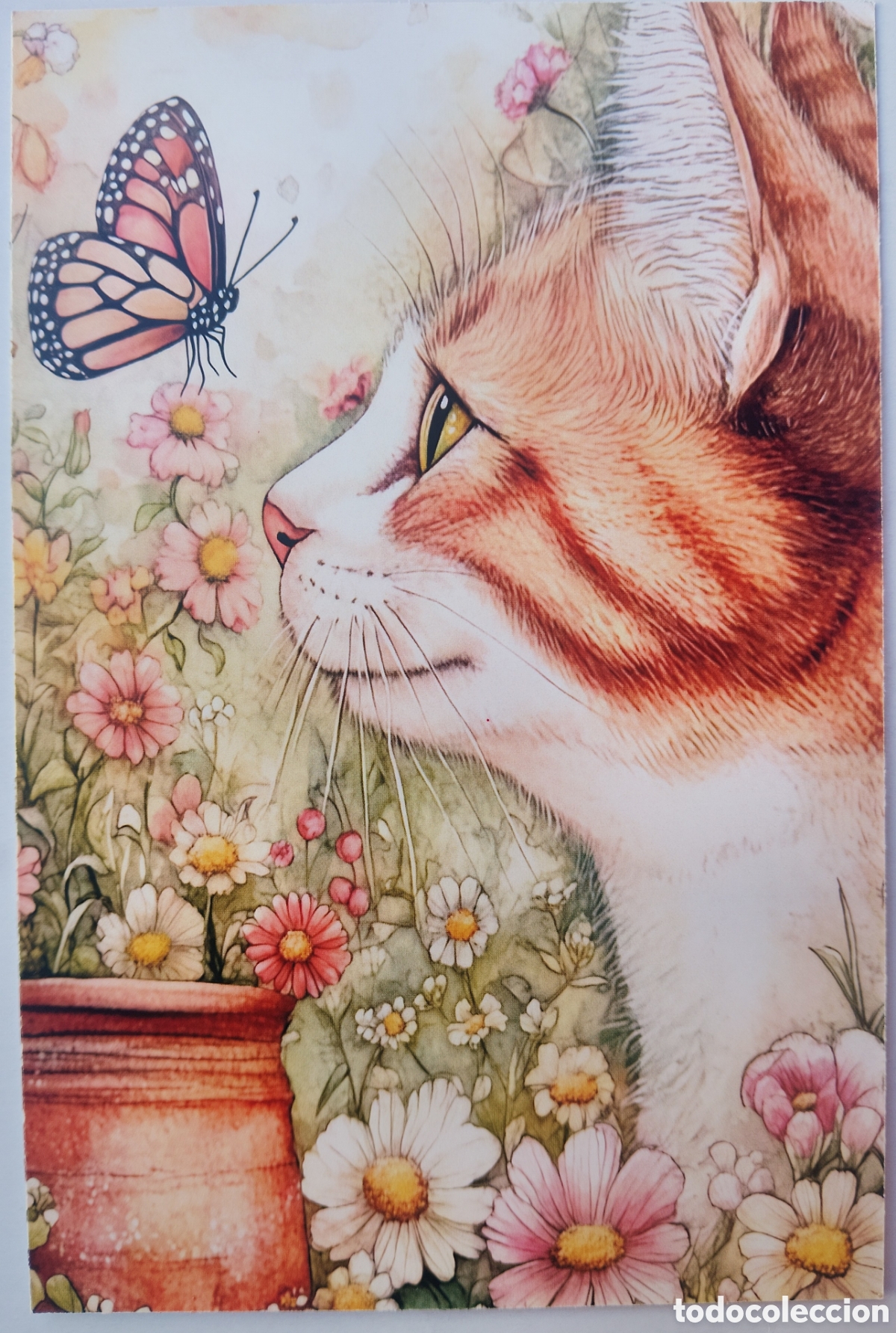 Postales: POSTAL - GATO GATITO MARIPOSA - ESTILO ANTIGUO