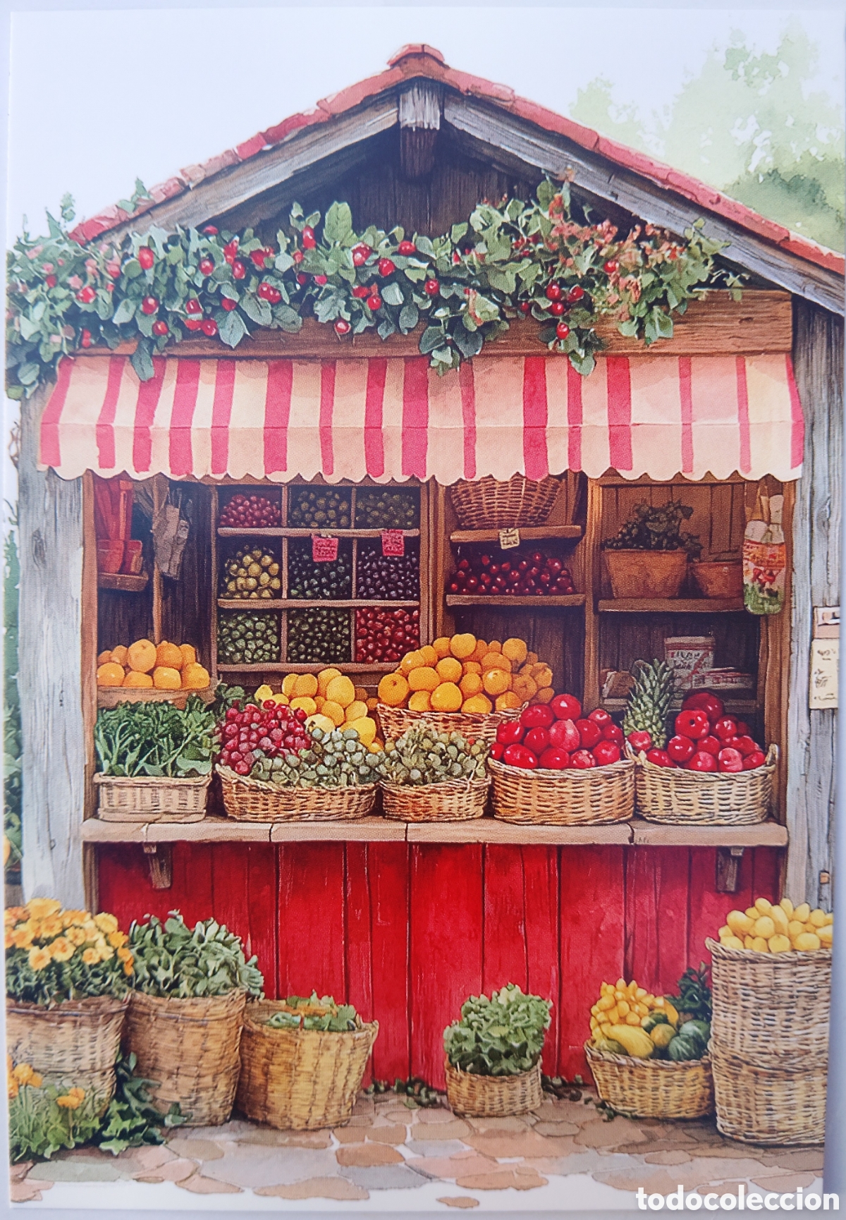 Postales: POSTAL - PUESTO MERCADO FRUTAS VERDURAS - ESTILO ANTIGUO