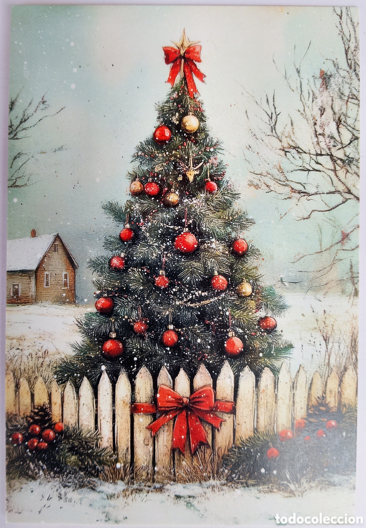 Postales: POSTAL NAVIDAD - &Aacute;RBOL PAISAJE NEVADO - ESTILO ANTIGUO