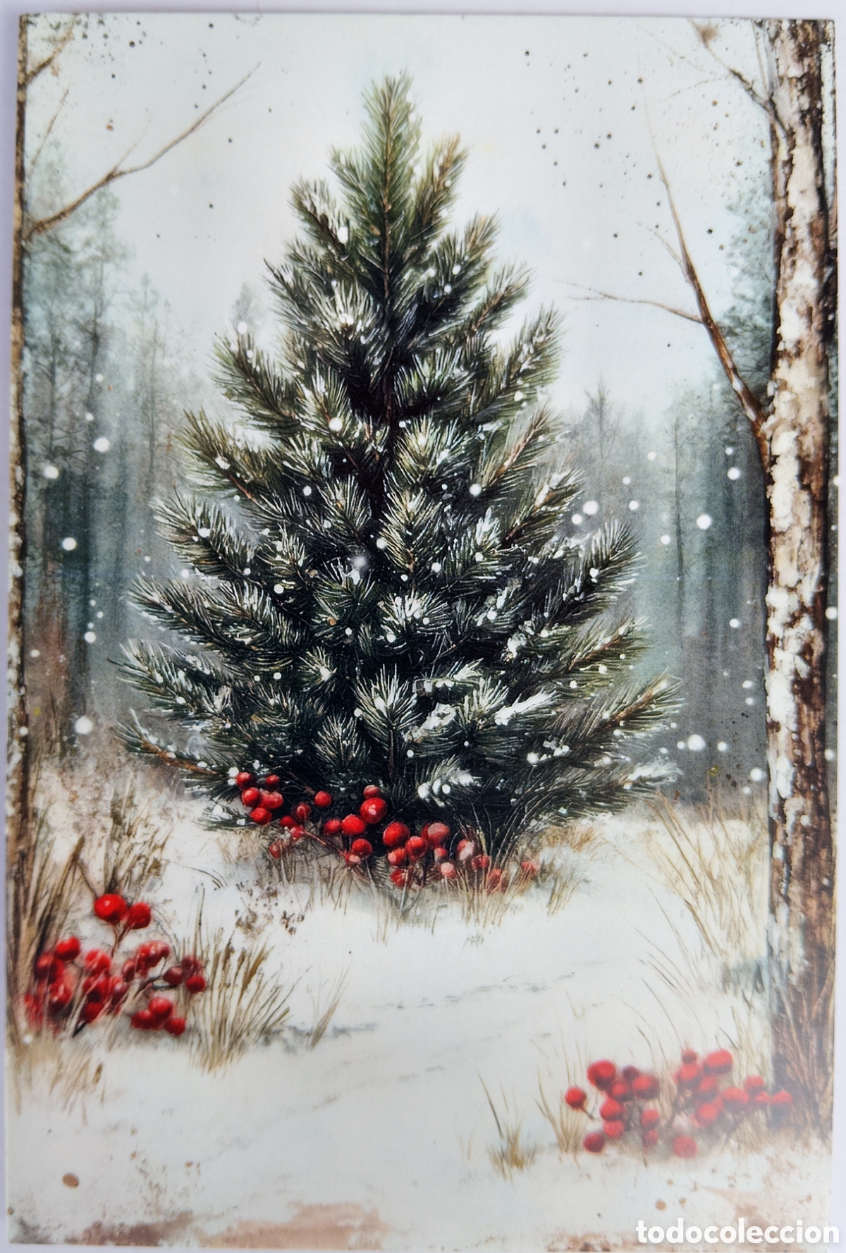 Postales: POSTAL NAVIDAD - &Aacute;RBOL PAISAJE NEVADO - ESTILO ANTIGUO