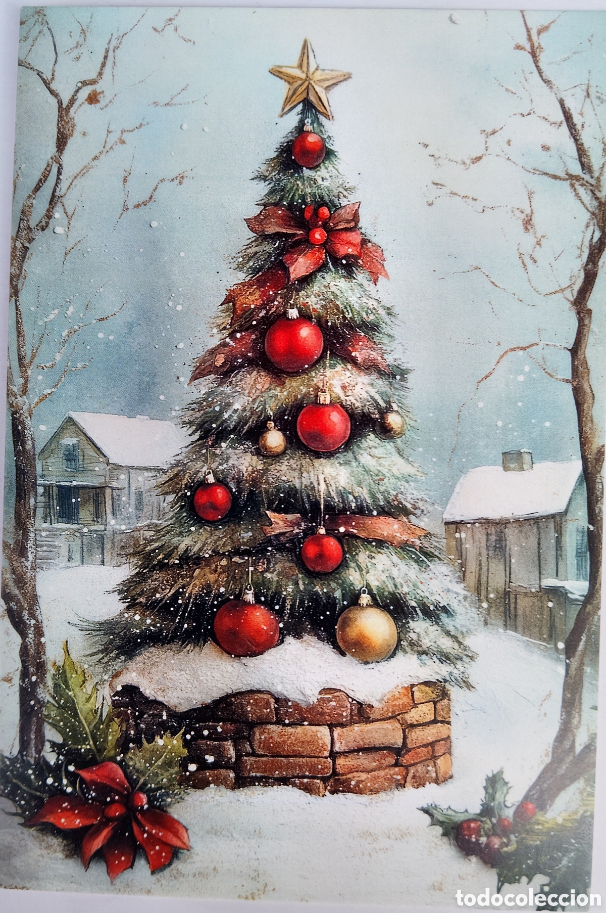 Postales: POSTAL NAVIDAD - &Aacute;RBOL PAISAJE NEVADO - ESTILO ANTIGUO
