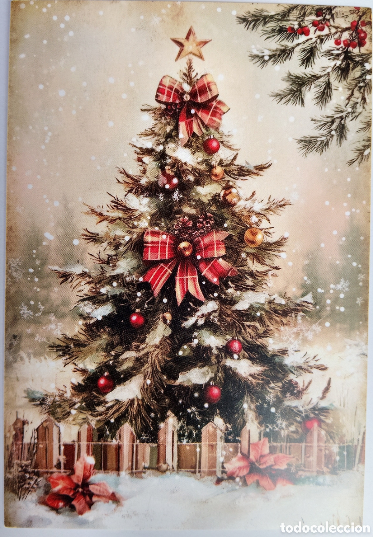 Postales: POSTAL NAVIDAD - &Aacute;RBOL PAISAJE NEVADO - ESTILO ANTIGUO
