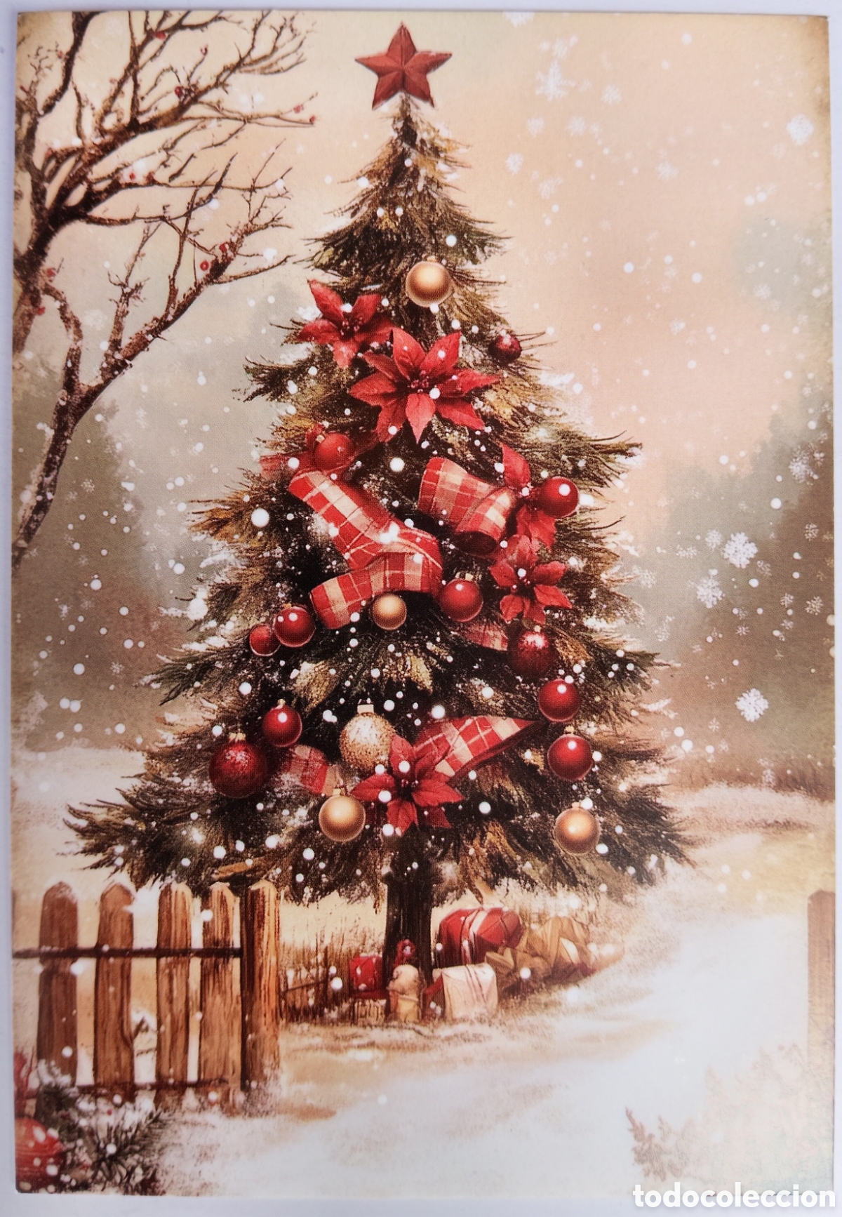 Postales: POSTAL NAVIDAD - &Aacute;RBOL PAISAJE NEVADO - ESTILO ANTIGUO
