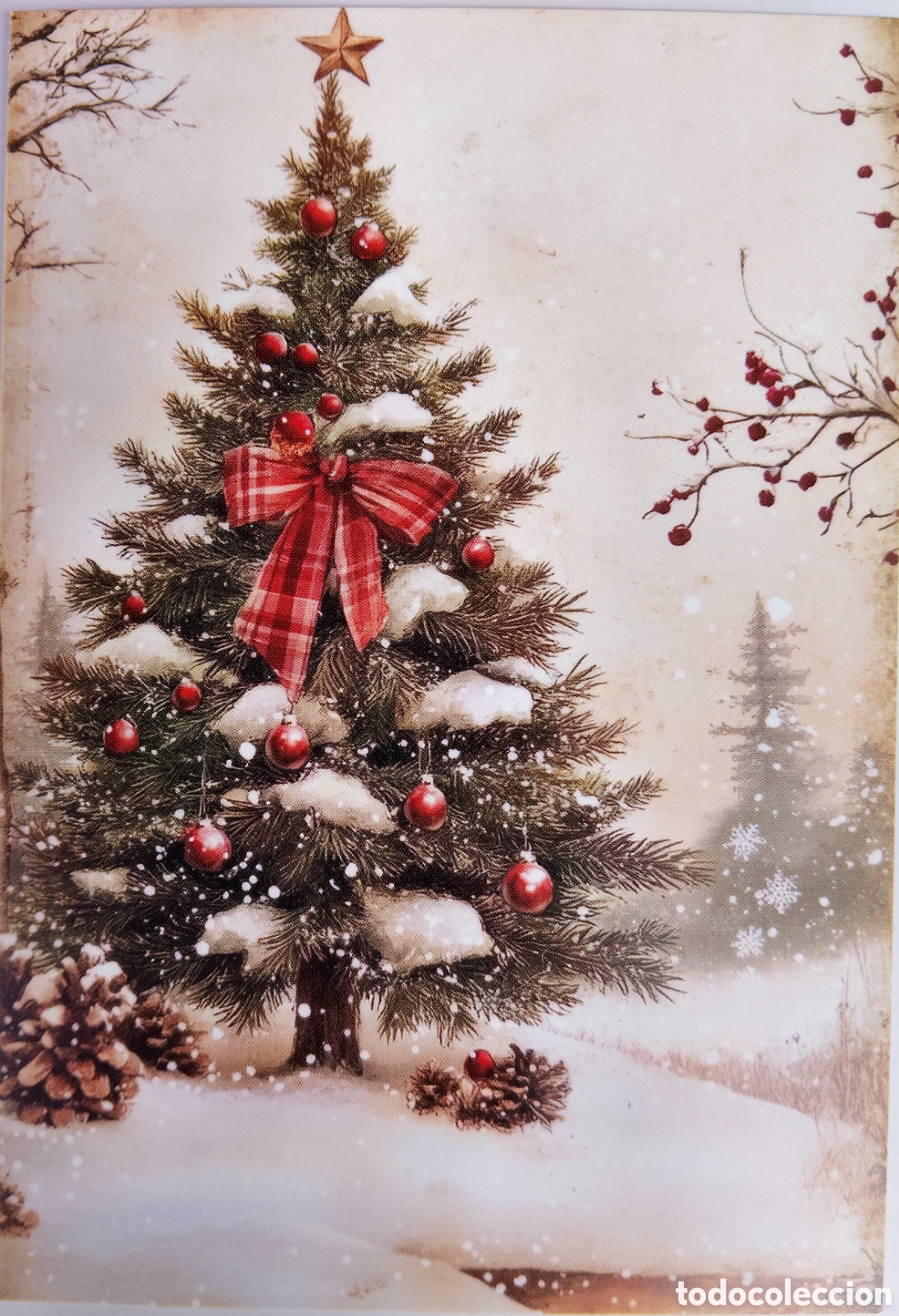Postales: POSTAL NAVIDAD - &Aacute;RBOL PAISAJE NEVADO - ESTILO ANTIGUO