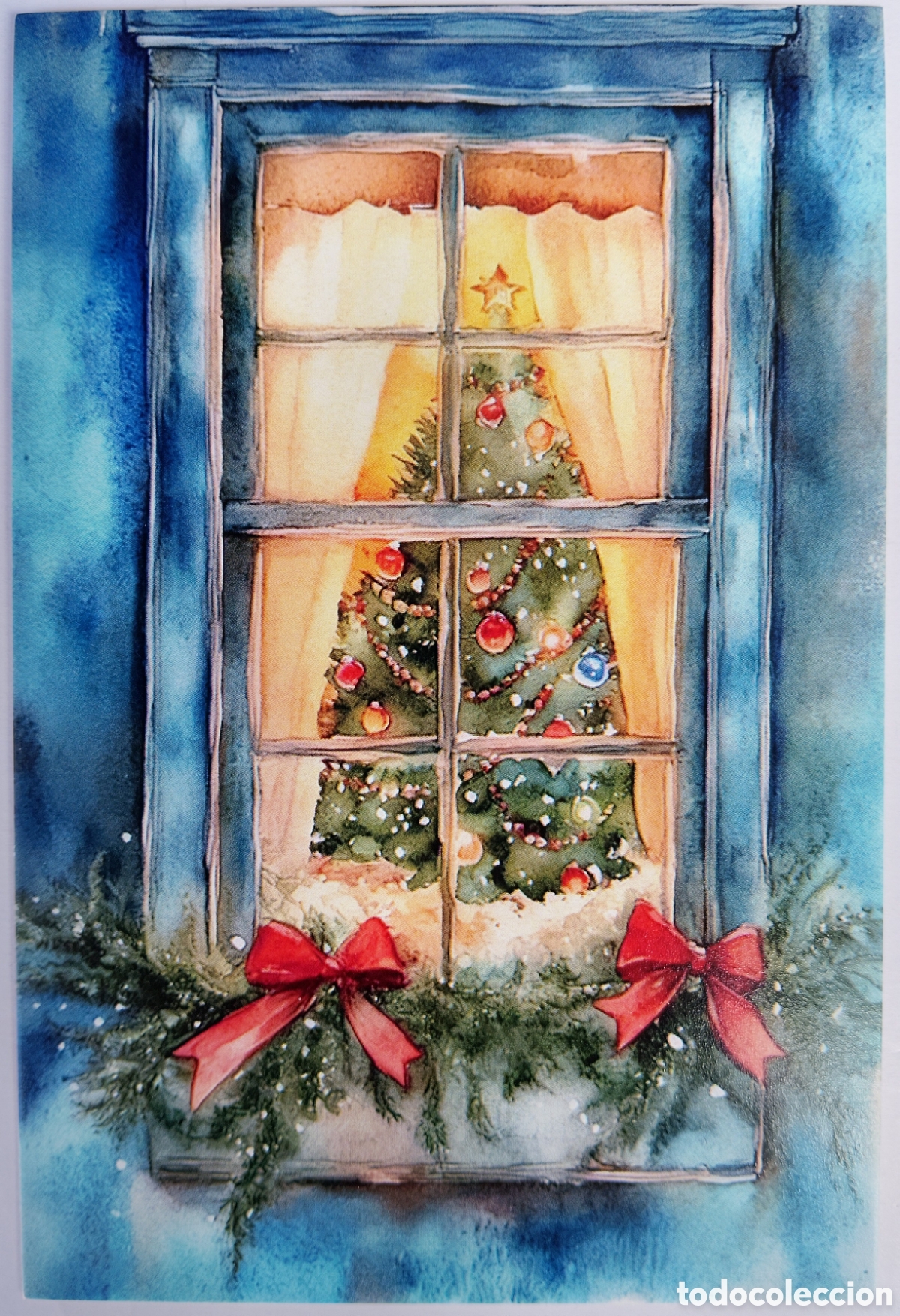 Postales: POSTAL NAVIDAD - &Aacute;RBOL VENTANA NIEVE - ESTILO ANTIGUO