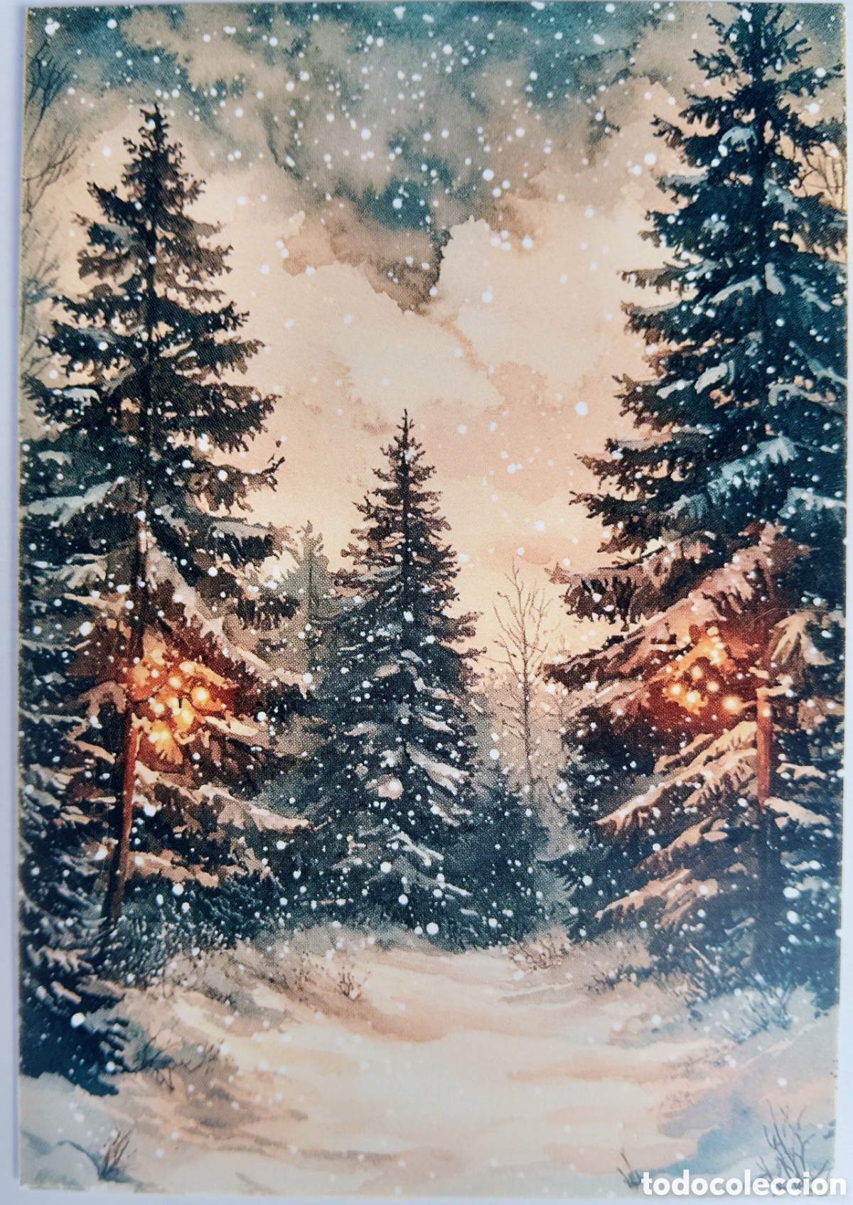 Postales: POSTAL NAVIDAD - &Aacute;RBOLES BOSQUE PAISAJE NEVADO - ESTILO ANTIGUO