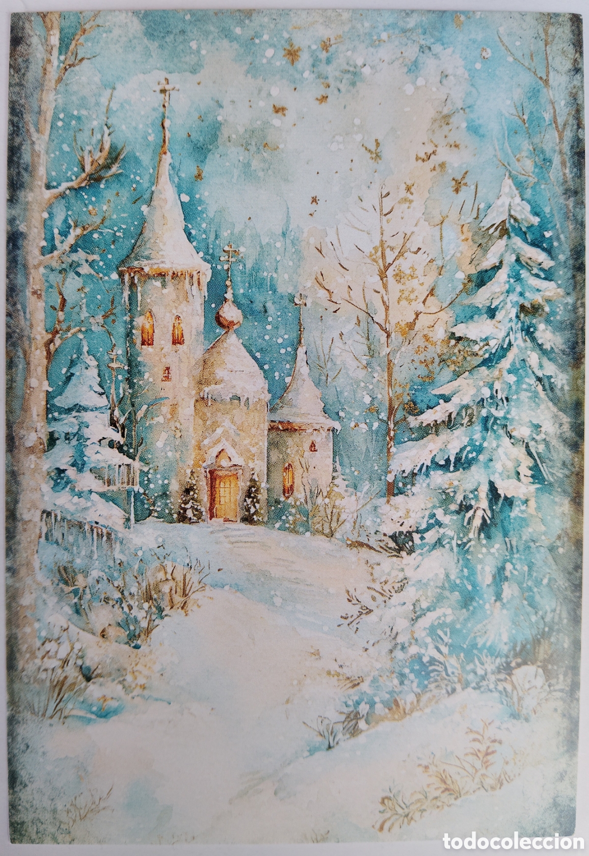 Postales: POSTAL NAVIDAD - IGLESIA PAISAJE NEVADO - ESTILO ANTIGUO