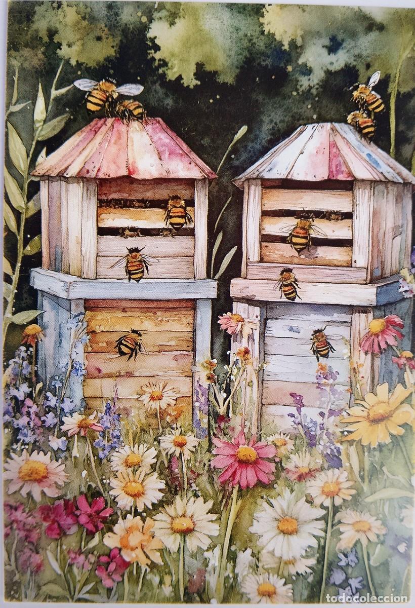 Postales: POSTAL - COLMENAS ABEJAS MIEL FLORES - ESTILO ANTIGUO