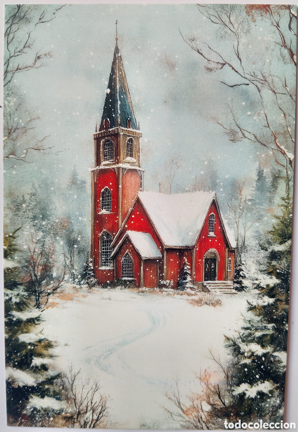 Postales: POSTAL NAVIDAD - IGLESIA PAISAJE NEVADO - ESTILO ANTIGUO