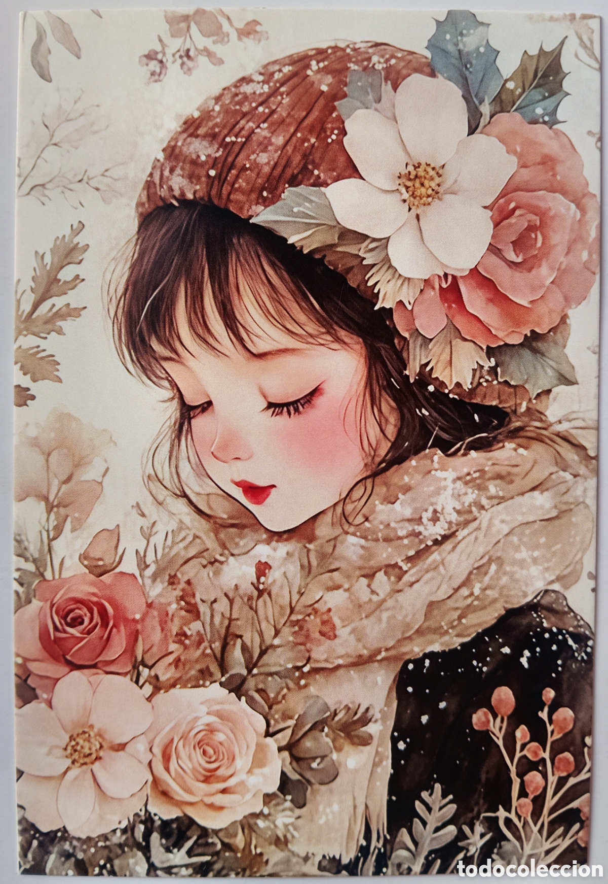Postales: POSTAL NAVIDAD - NI&Ntilde;A FLORES - ESTILO ANTIGUO