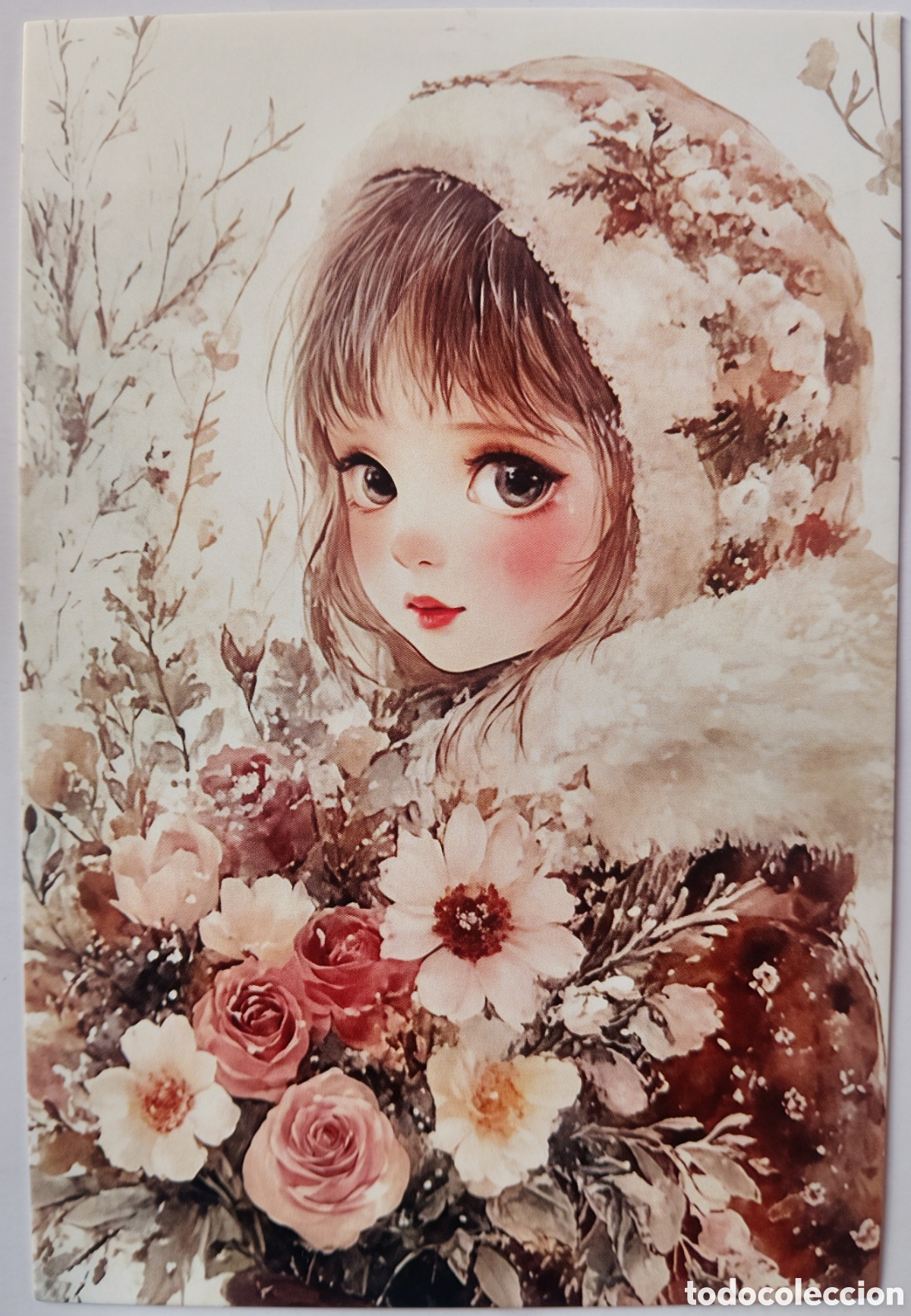 Postales: POSTAL NAVIDAD - NI&Ntilde;A FLORES - ESTILO ANTIGUO