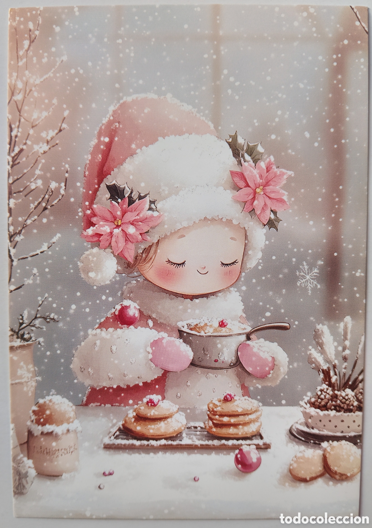 Postales: POSTAL NAVIDAD - NI&Ntilde;A POSTRES PAISAJE NEVADO - ESTILO ANTIGUO