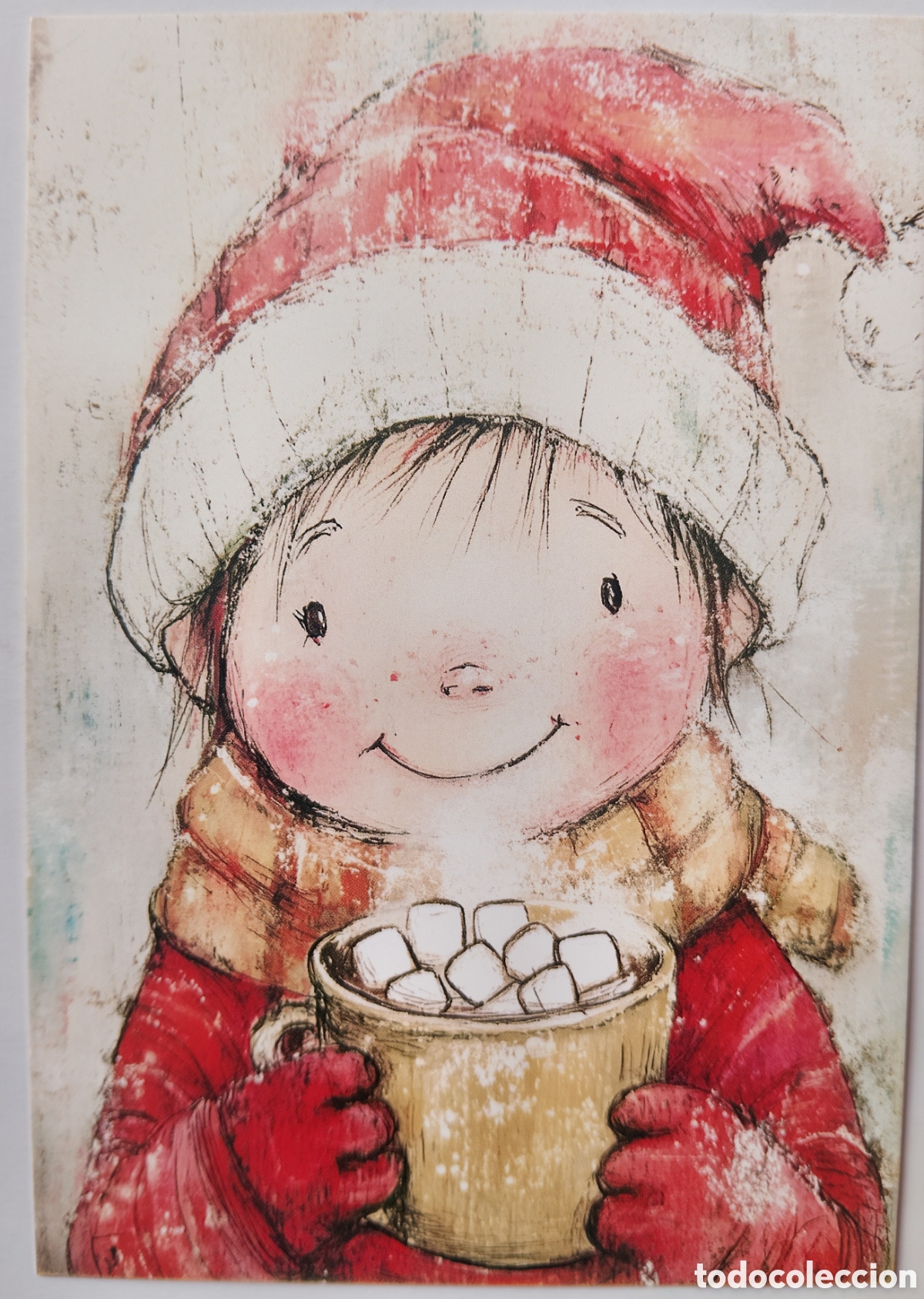 Postales: POSTAL NAVIDAD - NI&Ntilde;O TAZA NUBES CHOCOLATE NIEVE - ESTILO ANTIGUO