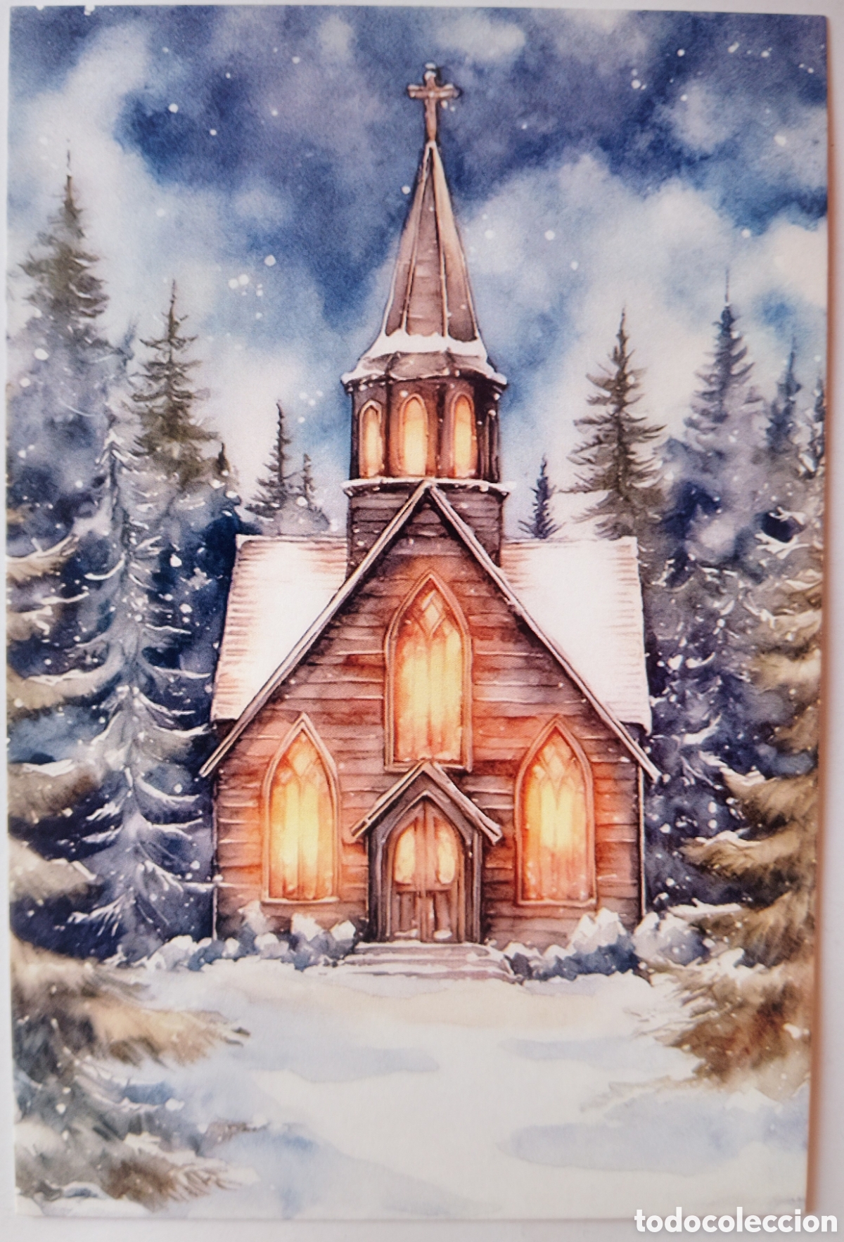 Postales: POSTAL NAVIDAD - IGLESIA PAISAJE NEVADO - ESTILO ANTIGUO