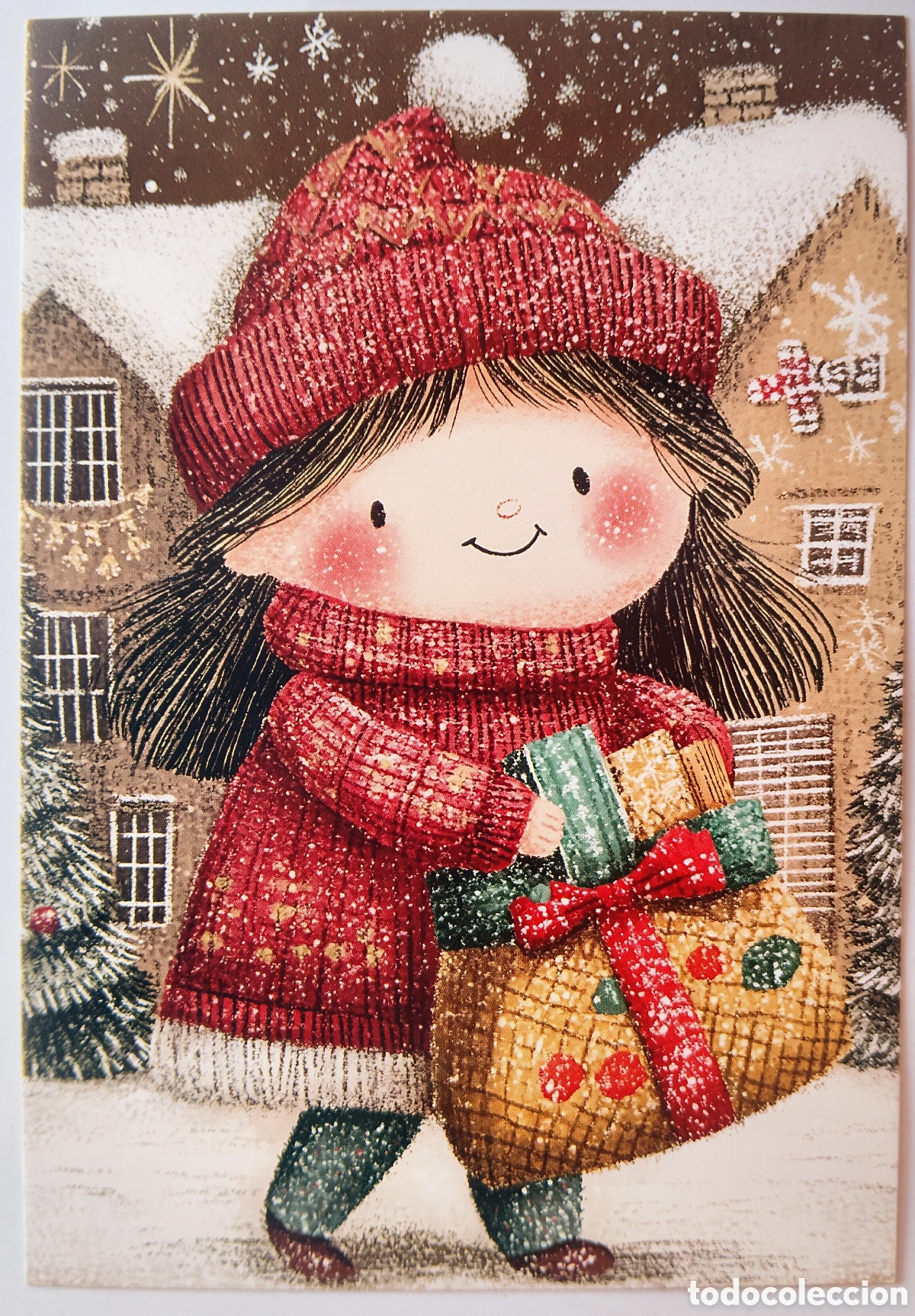 Postales: POSTAL NAVIDAD - NI&Ntilde;A REGALOS PAISAJE NEVADO - ESTILO ANTIGUO