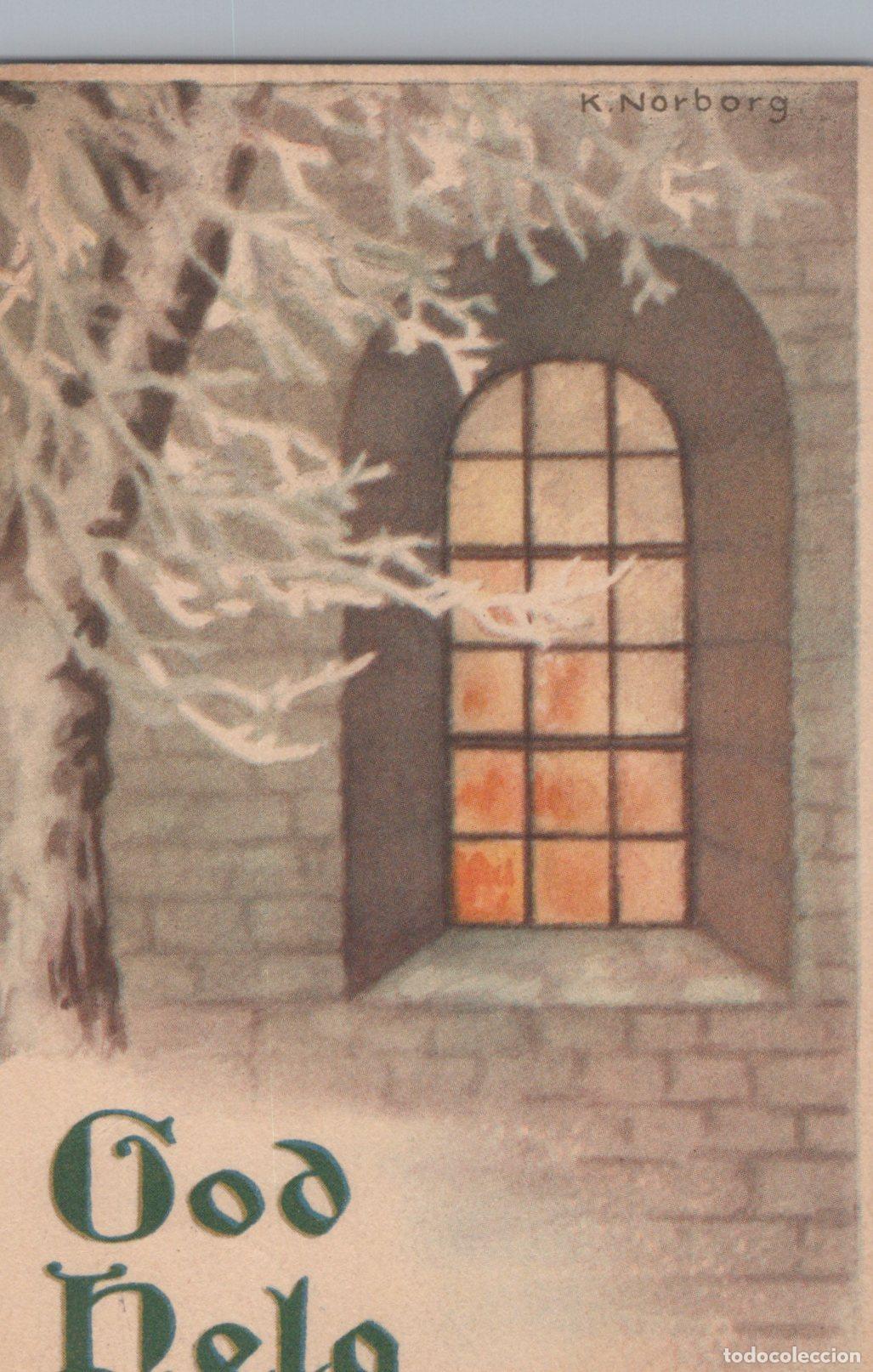 Postales: Sweden Sverige Julkort Vinterlandskap Julh&auml;lsning F&ouml;nster K Norborg *YAD254