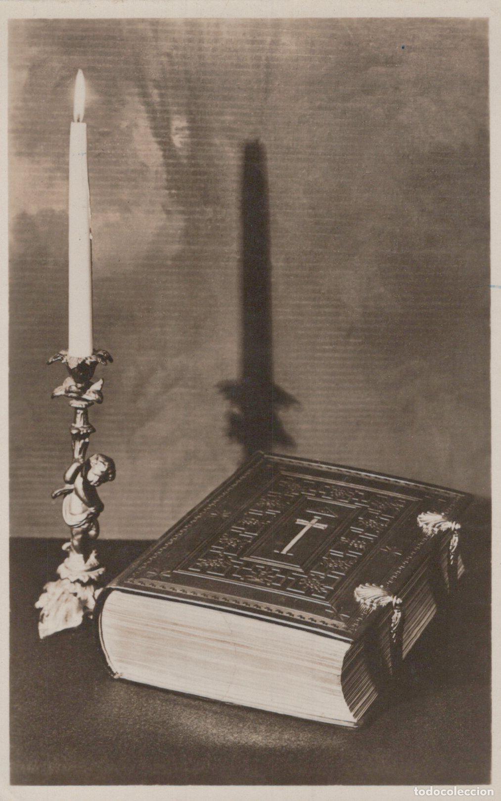 Postales: Sweden Peaceful Holiday Holy Book Candle Posted 1948 *YAD117