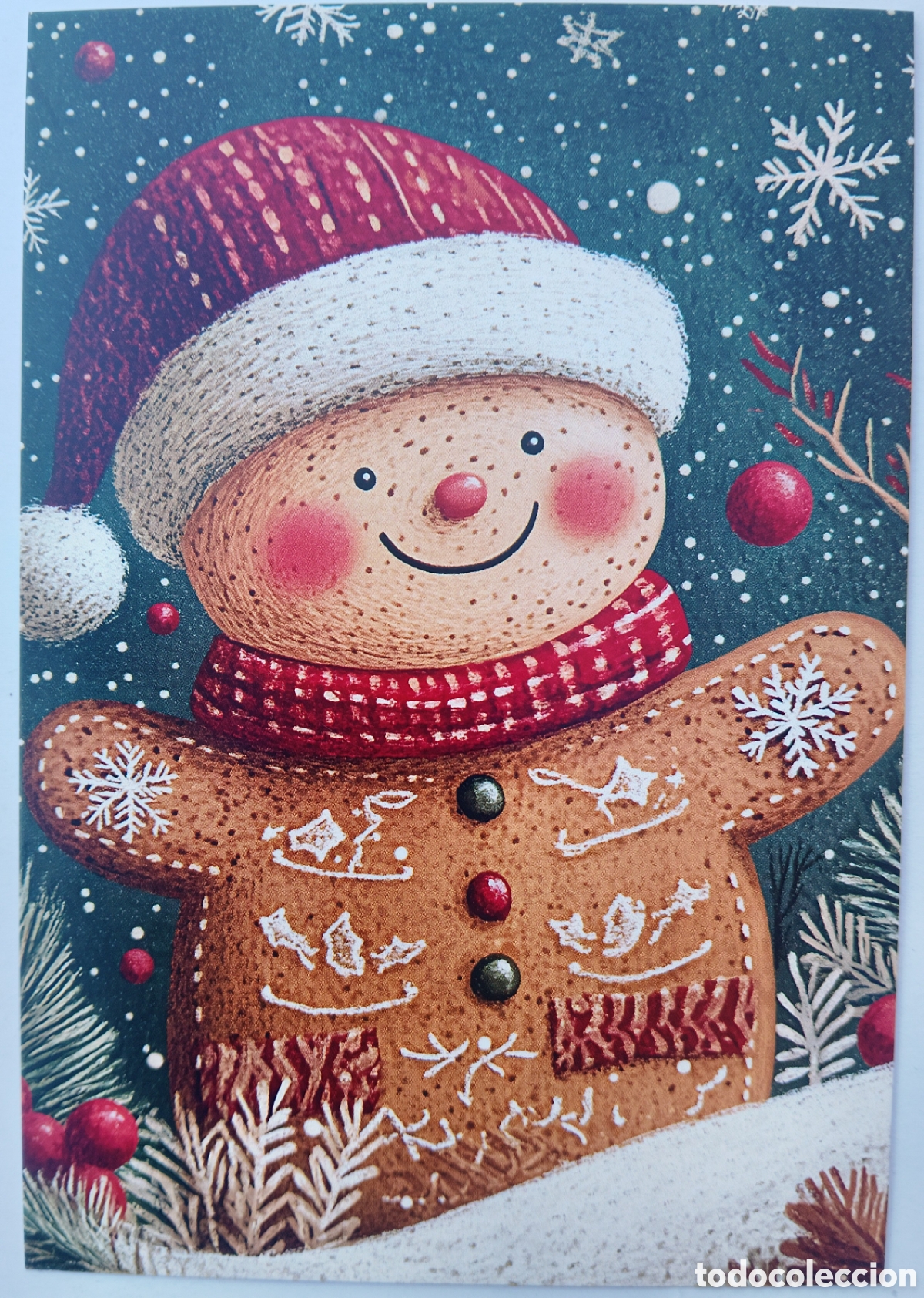 Postales: POSTAL NAVIDAD - GALLETA MU&Ntilde;ECO DE JENGIBRE NIEVE - ESTILO ANTIGUO