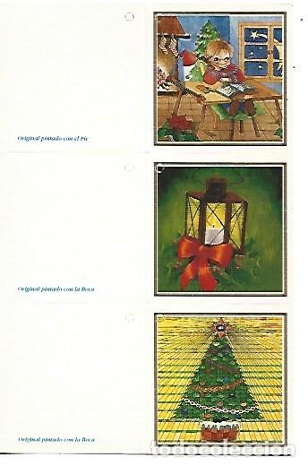 Postales: &rdquo; STICKERS, ADORNOS PARA MENSAJES EN EL ARBOL DE NAVIDAD &rdquo;.- OBRA PINTADA CON LA PIE.- (OFERTA 3X2)