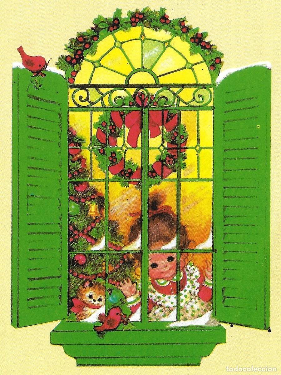 Postales: 0943K -NAVIDAD, TRAS UNA VENTANA NAVIDE&Ntilde;A- GRAFICAS DANUBIO- DIPTICA 16X11,5 CM DATA 1986