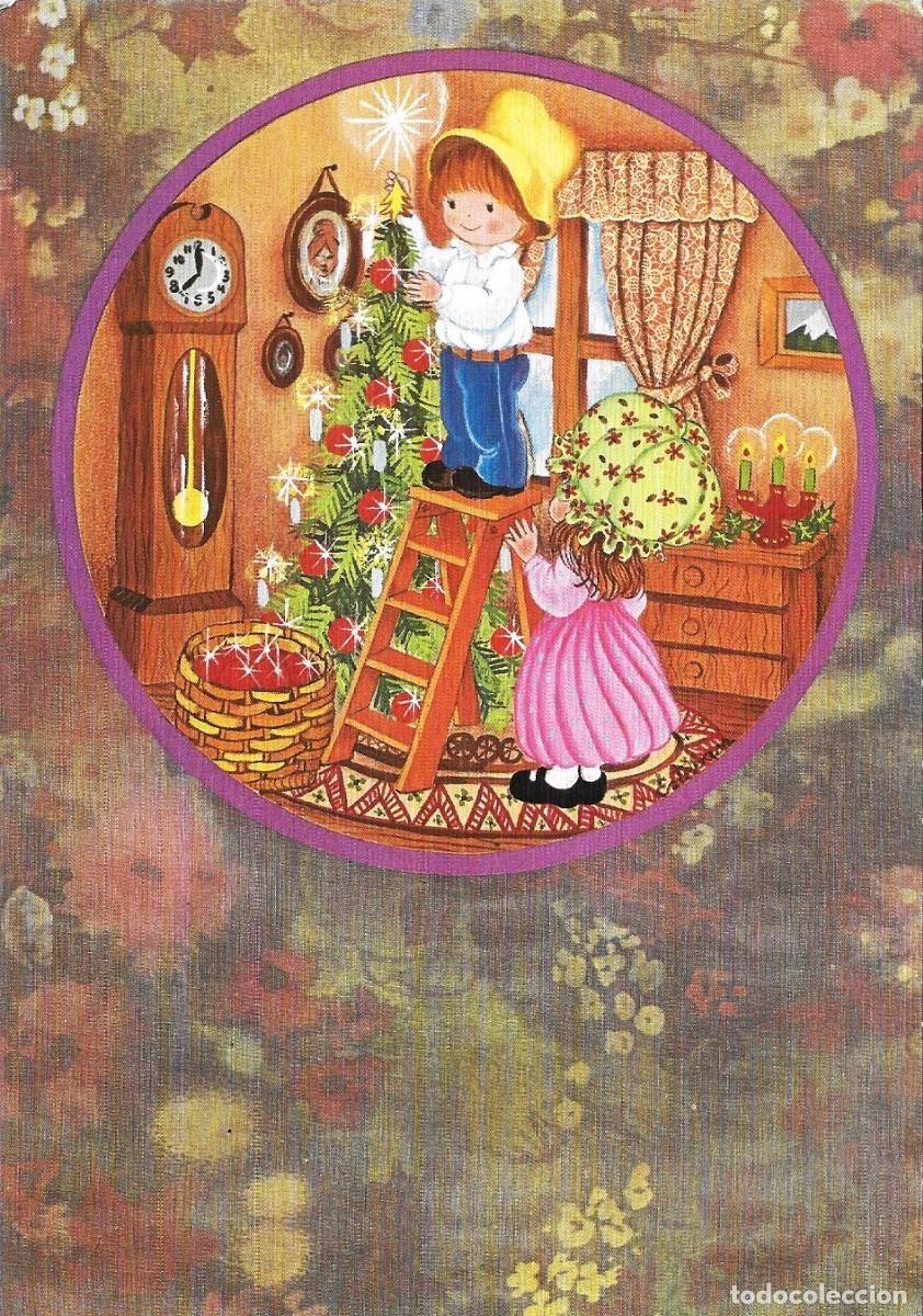 Postales: 0946K - ESTEBAN - ARMANDO EL &Aacute;RBOL DE NAVIDAD-EDIC. TB - ORTIZ X426 -DIPTICA 16,5X11,5 CM -DATA 1982
