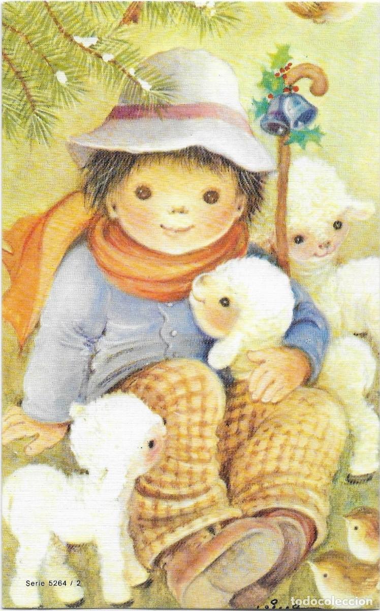 Postales: 0953K - VIVES - PASTORCILLO CON SUS CORDERITOS- SERIE 5264.2- 13,5X8,5 CM