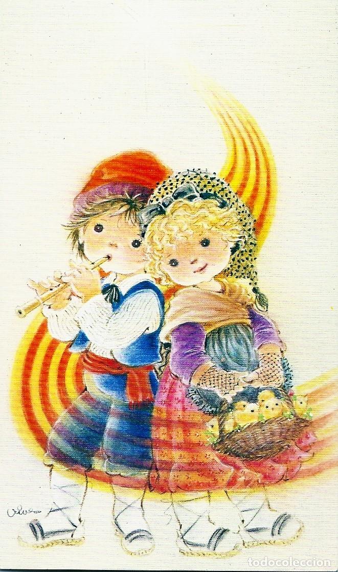 Postales: 0955K -VIVES -INSIGNIA CATALANA CON NI&Ntilde;OS PAYESES, POLLITOS, ESTRELLA - 17X8,5 CM