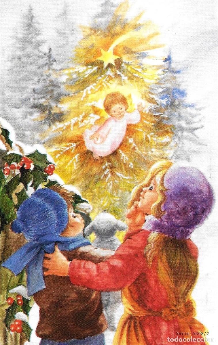 Postales: 0967K - &Aacute;NGEL ANUNCIADOR, NI&Ntilde;OS, CORDERO, ESTRELLA - SERIE 5808.2 - 13,5X8,5 CM
