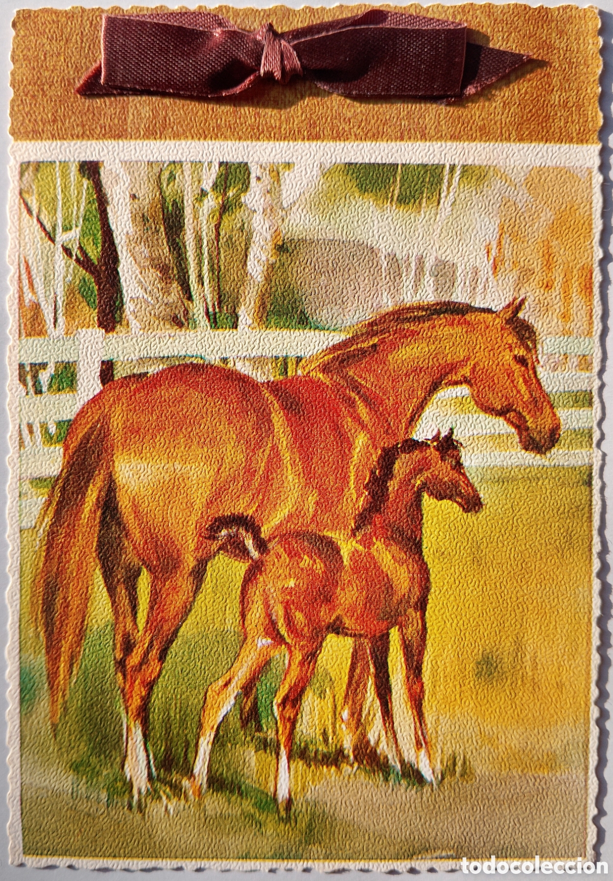 Postales: FELICITACI&Oacute;N NAVIDAD ANTIGUA - YEGUA POTRO CABALLO