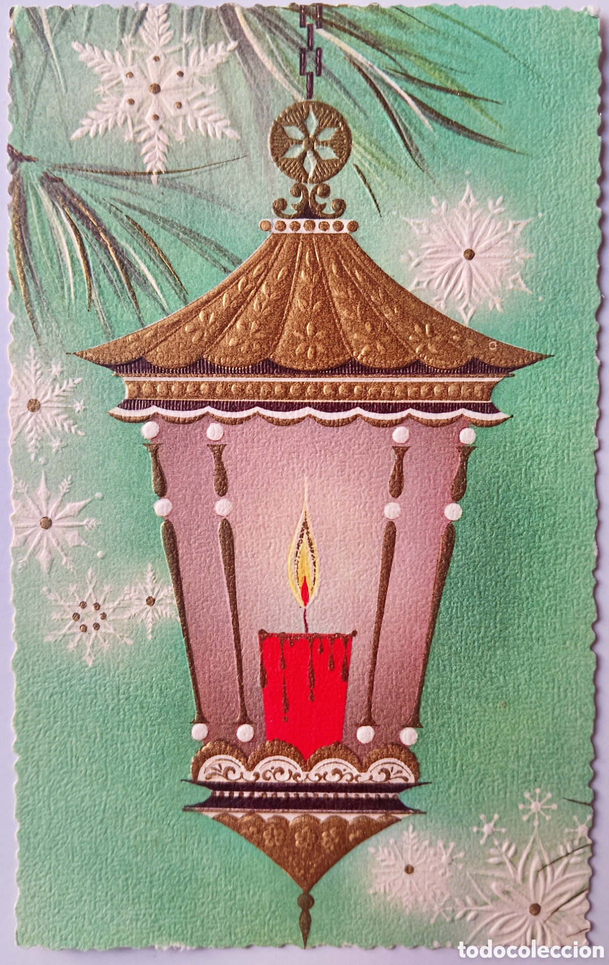 Postales: FELICITACI&Oacute;N NAVIDAD RELIEVE ANTIGUA - FAROL CANDIL