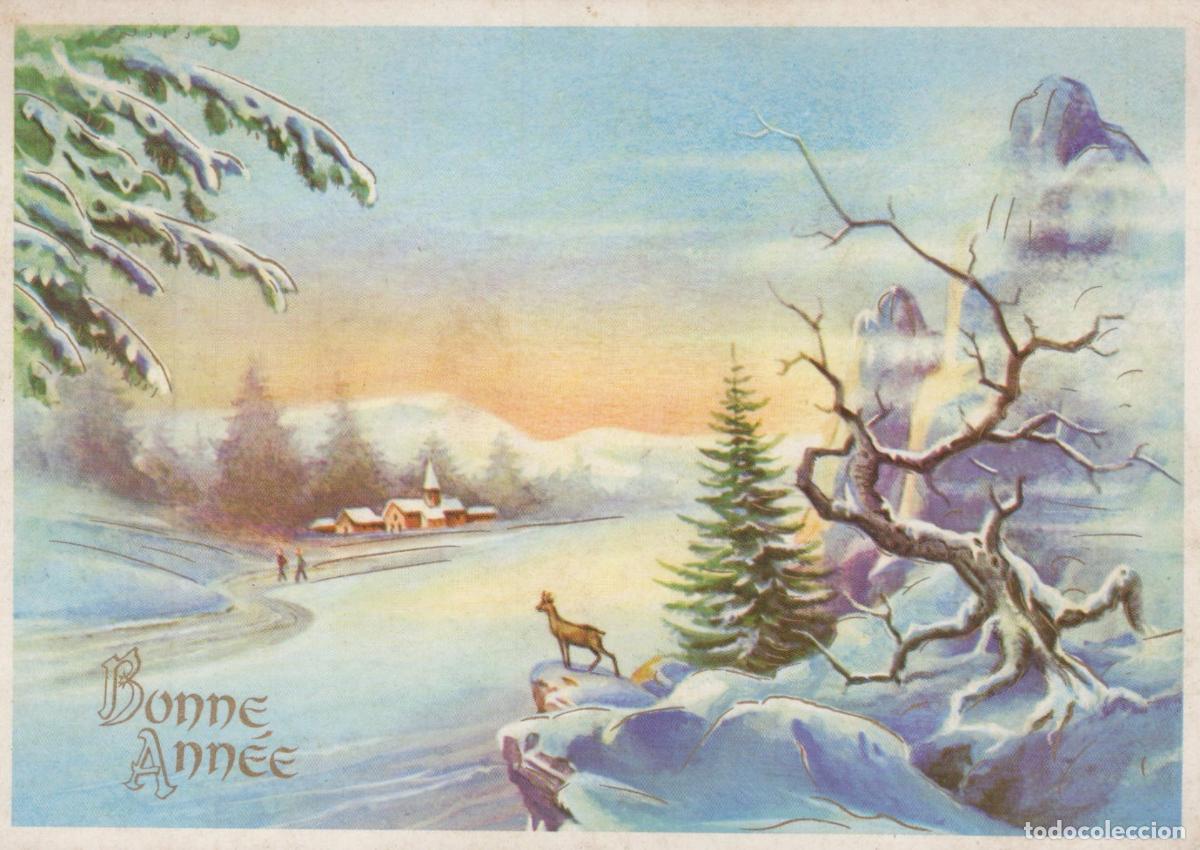 Postales: France Paris &Icirc;le de Paysage Hivernal Cerf Village Bonne Ann&eacute;e 1978 *YAF323