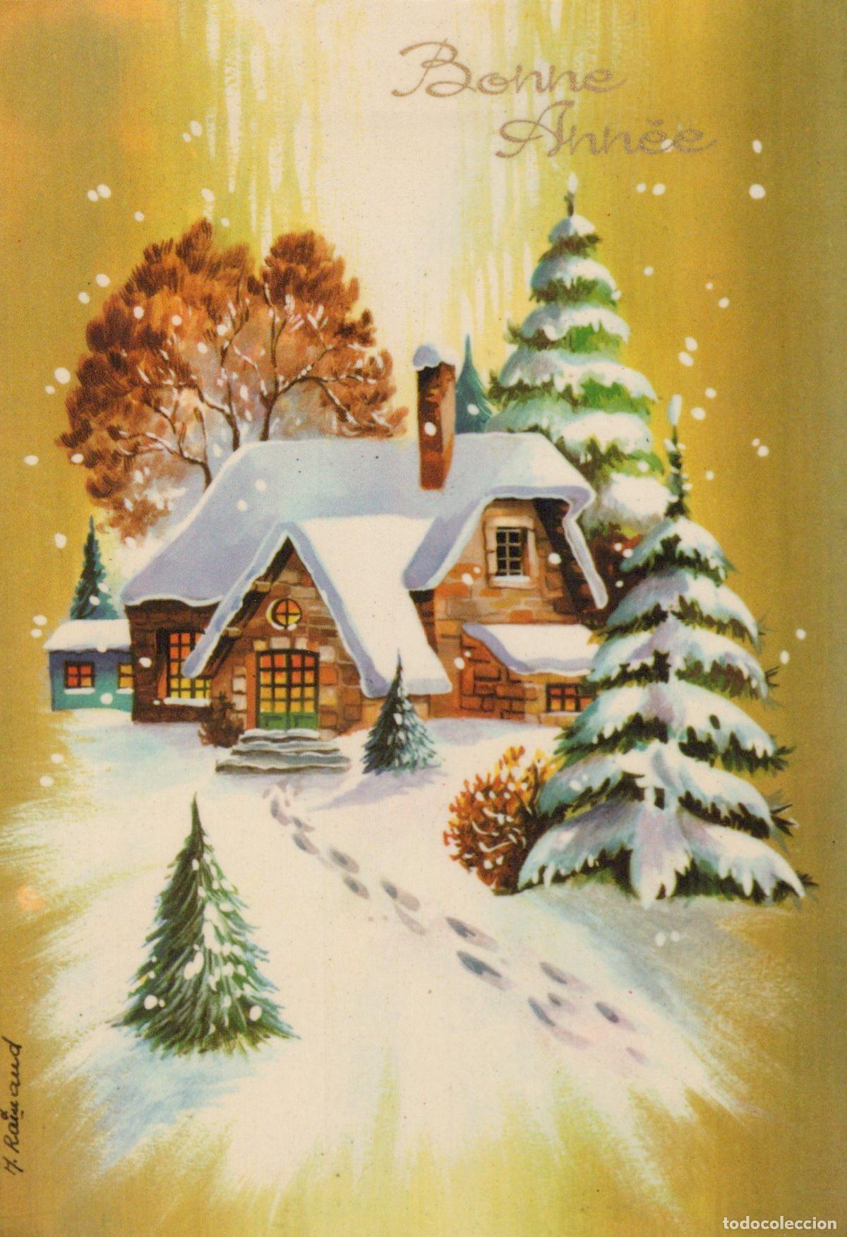 Postales: France Not Specified Paysage Hivernal Maison Enneig&eacute;e Sapins Voeux Bonne *YAG115