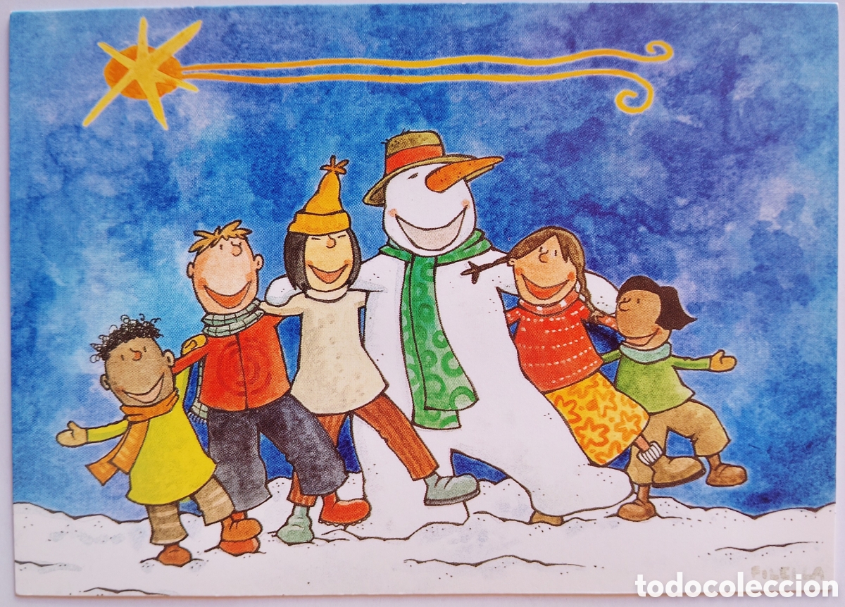 Postales: FELICITACI&Oacute;N NAVIDAD - UNICEF - MU&Ntilde;ECO DE NIEVE NI&Ntilde;OS