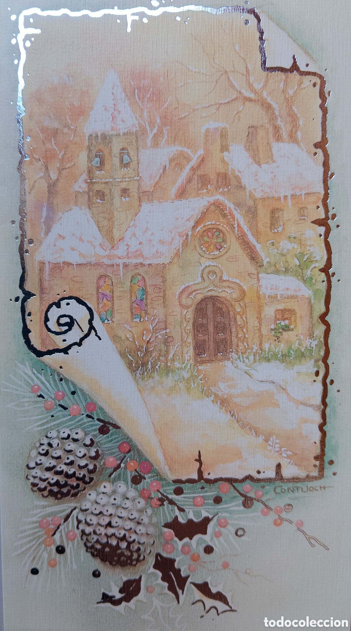 Postales: FELICITACI&Oacute;N NAVIDAD - CONTIJOCH - EDICIONES SUBI - IGLESIA PAISAJE NEVADO