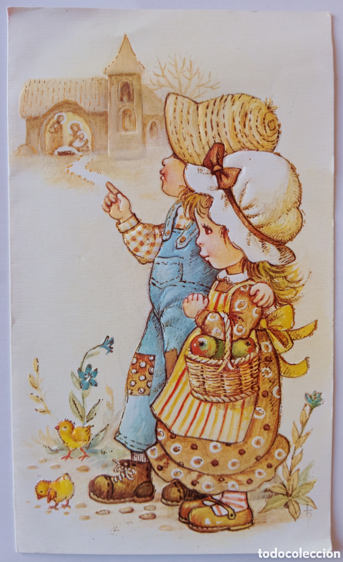 Postales: FELICITACI&Oacute;N NAVIDAD RELIEVE - EDICIONES GOLDEN - NI&Ntilde;OS NACIMIENTO BEL&Eacute;N