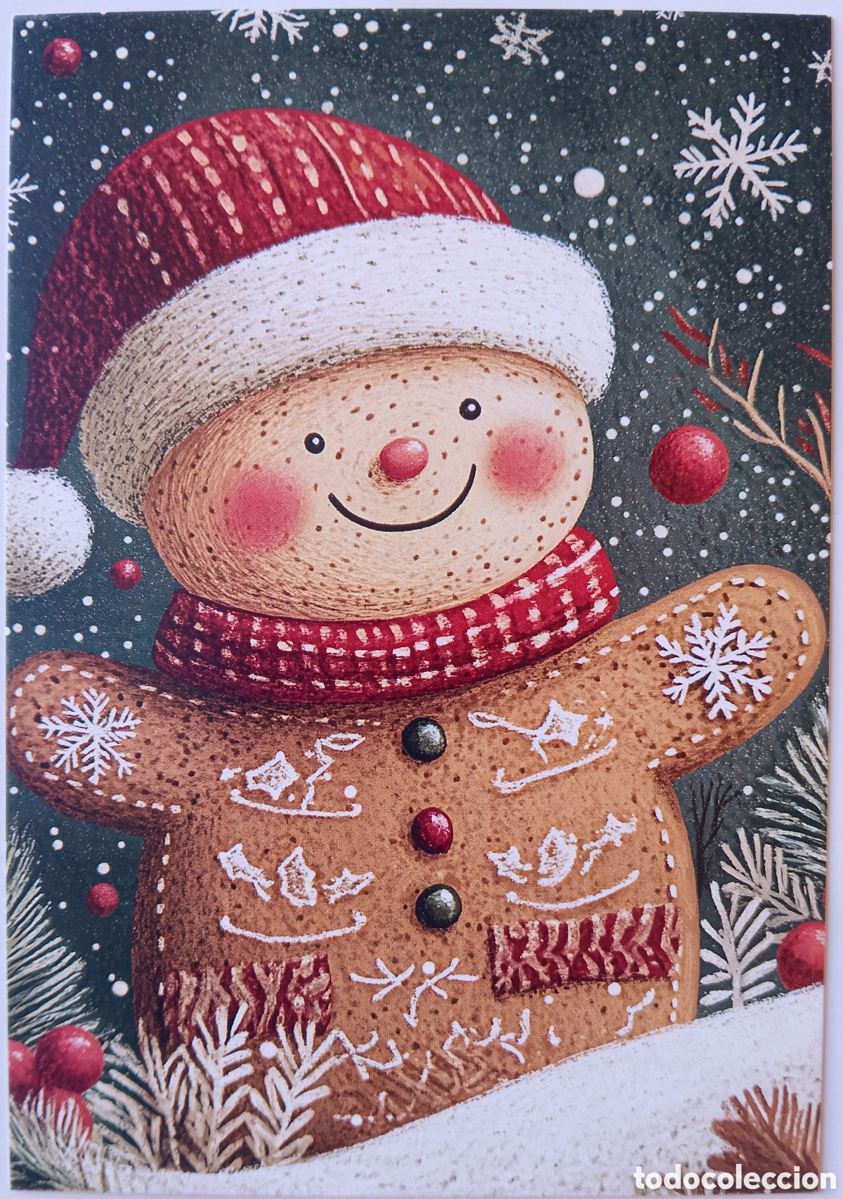 Postais: POSTAL NAVIDAD - GALLETA MU&Ntilde;ECO DE JENGIBRE NIEVE - ESTILO ANTIGUO