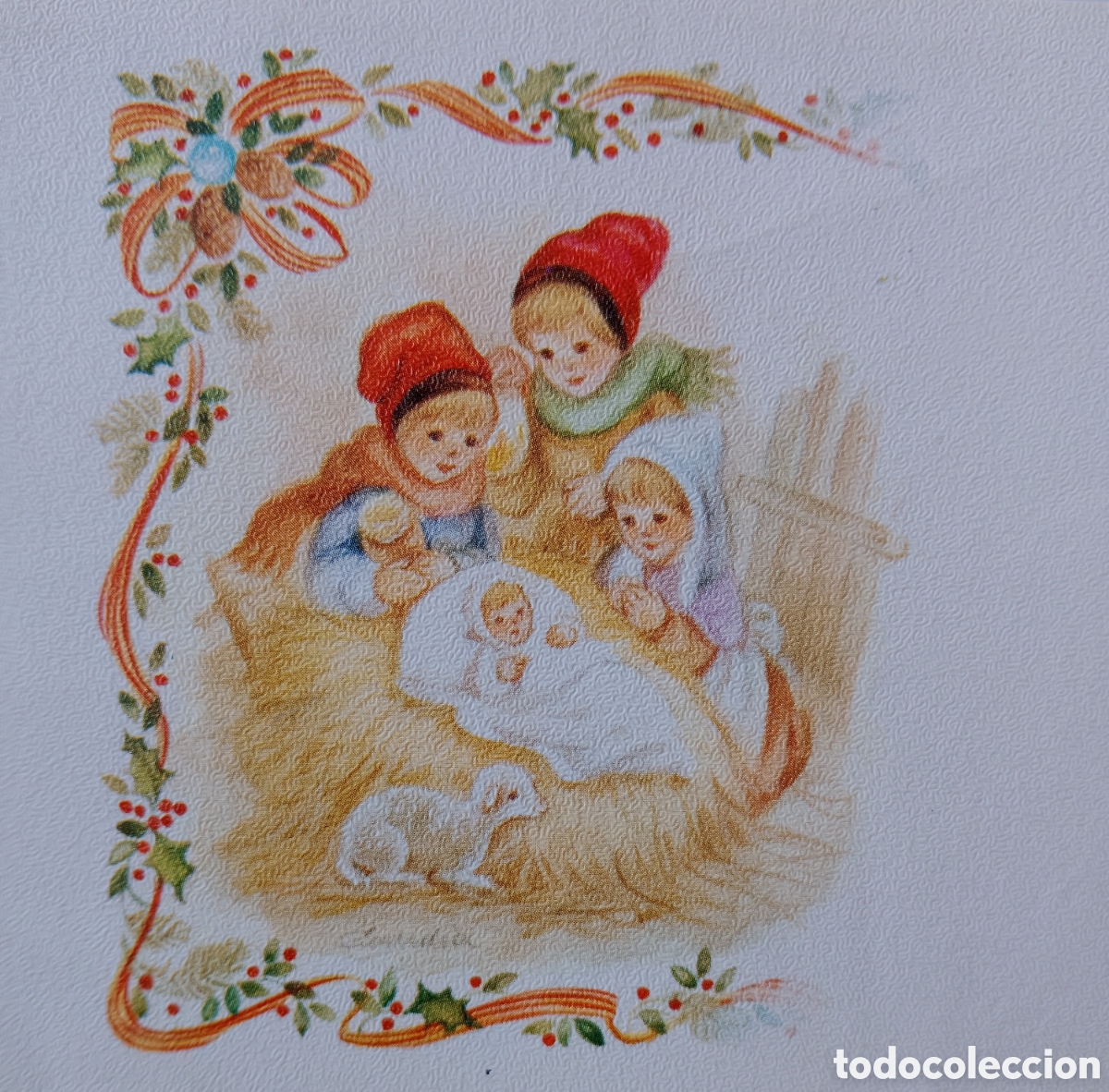 Postales: FELICITACI&Oacute;N NAVIDAD - GUARDIA - TRADIC. CATALANA - NI&Ntilde;OS BARRETINA PESEBRE