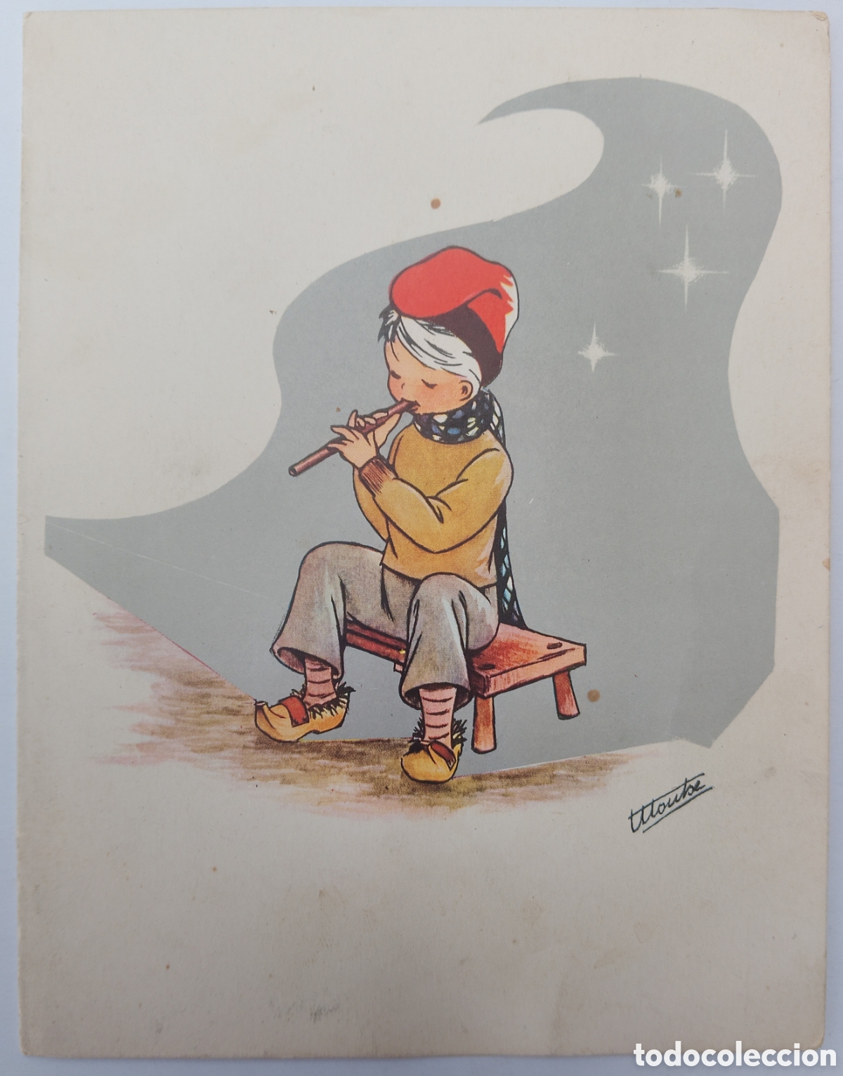 Postales: FELICITACI&Oacute;N NAVIDAD ANTIGUA - MONTSE - TRADIC. CATALANA - NI&Ntilde;O BARRETINA FLAUTA