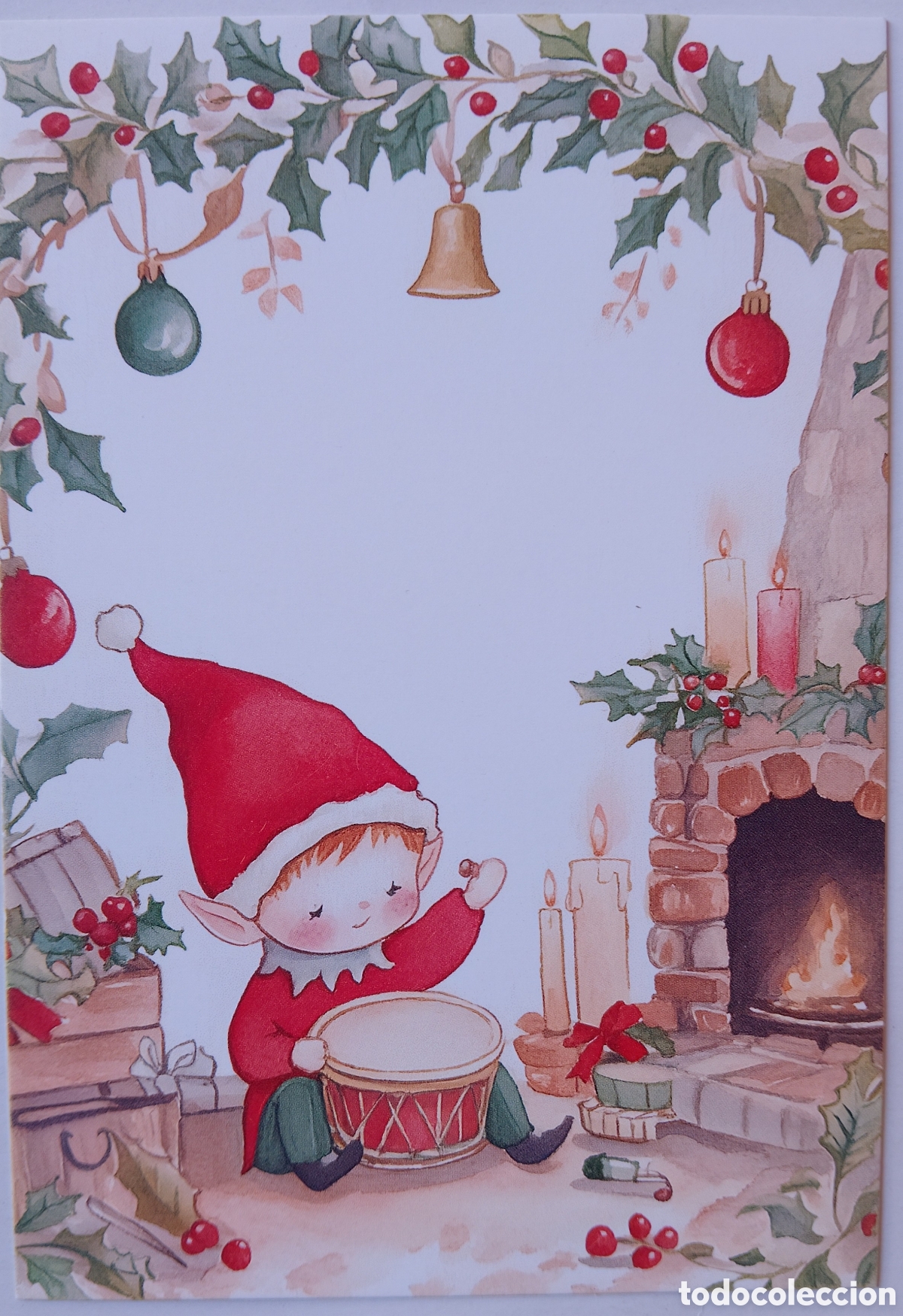 Postales: POSTAL NAVIDAD - ELFO TAMBOR CHIMENEA - ESTILO ANTIGUO