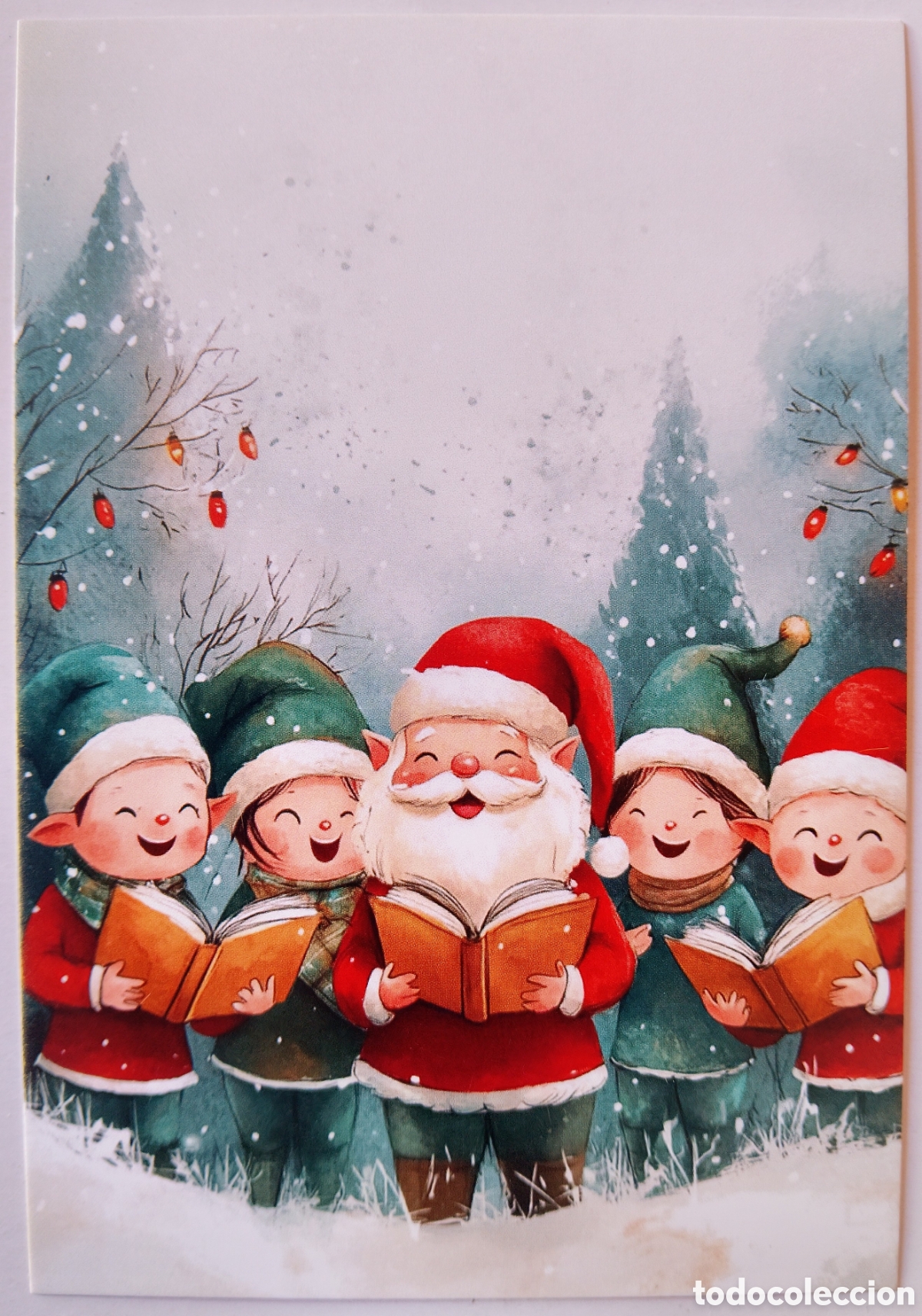 Postales: POSTAL NAVIDAD - PAP&Aacute; NOEL ELFOS PAISAJE NEVADO - ESTILO ANTIGUO