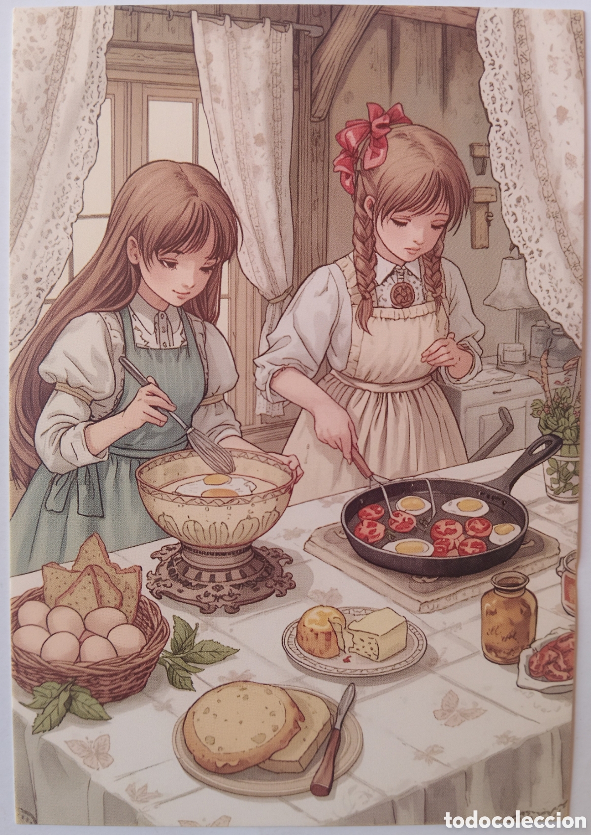 Postales: POSTAL - NI&Ntilde;AS COCINANDO - ESTILO ANTIGUO