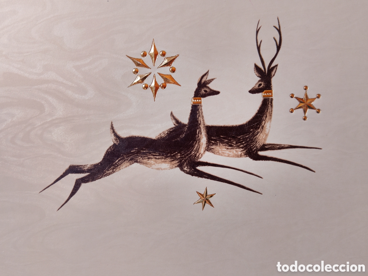 Postales: FELICITACI&Oacute;N NAVIDAD ANTIGUA - CIERVOS ESTRELLAS NIEVE