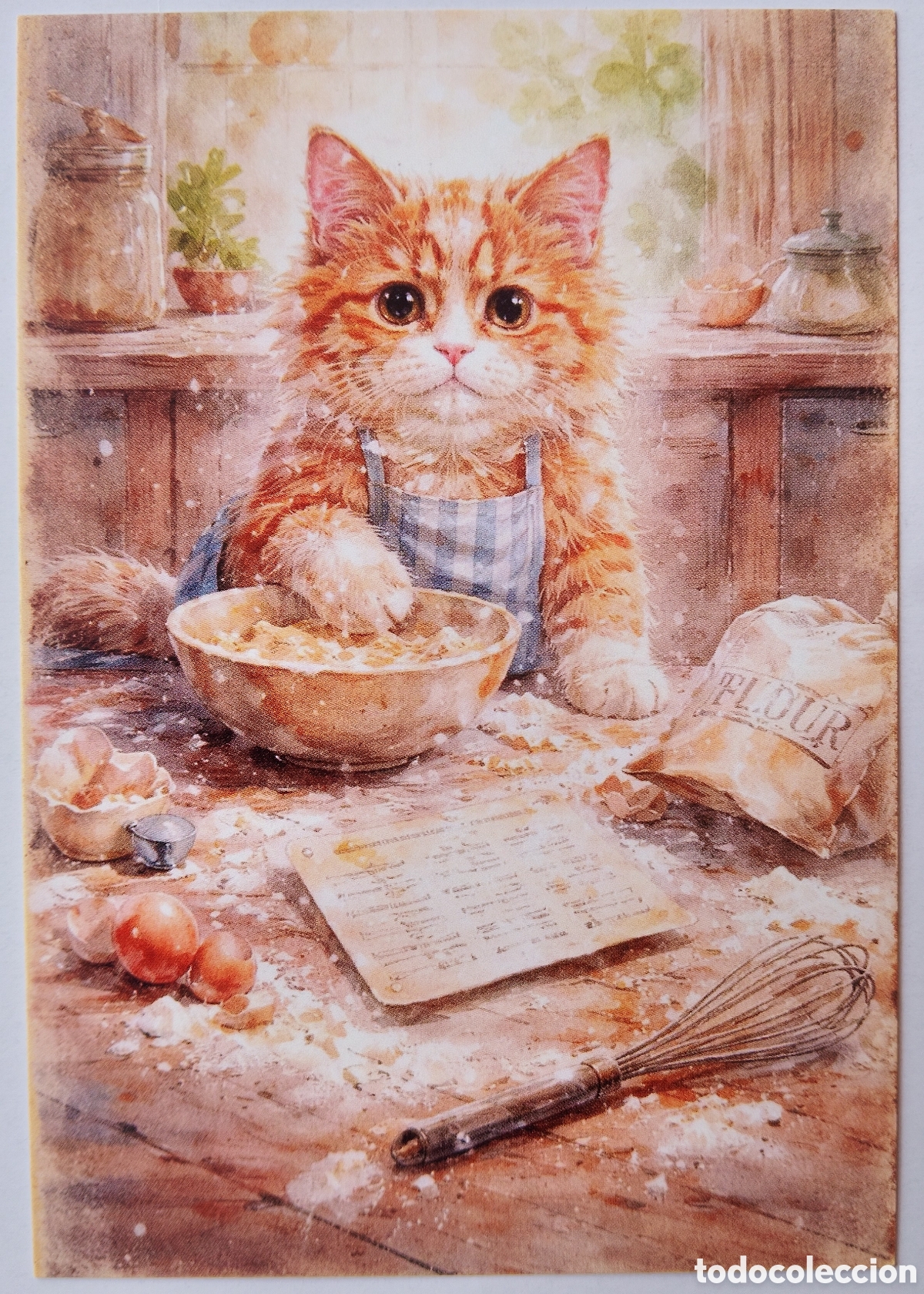 Postales: POSTAL - GATO GATITO COCINA AMASANDO - ESTILO ANTIGUO