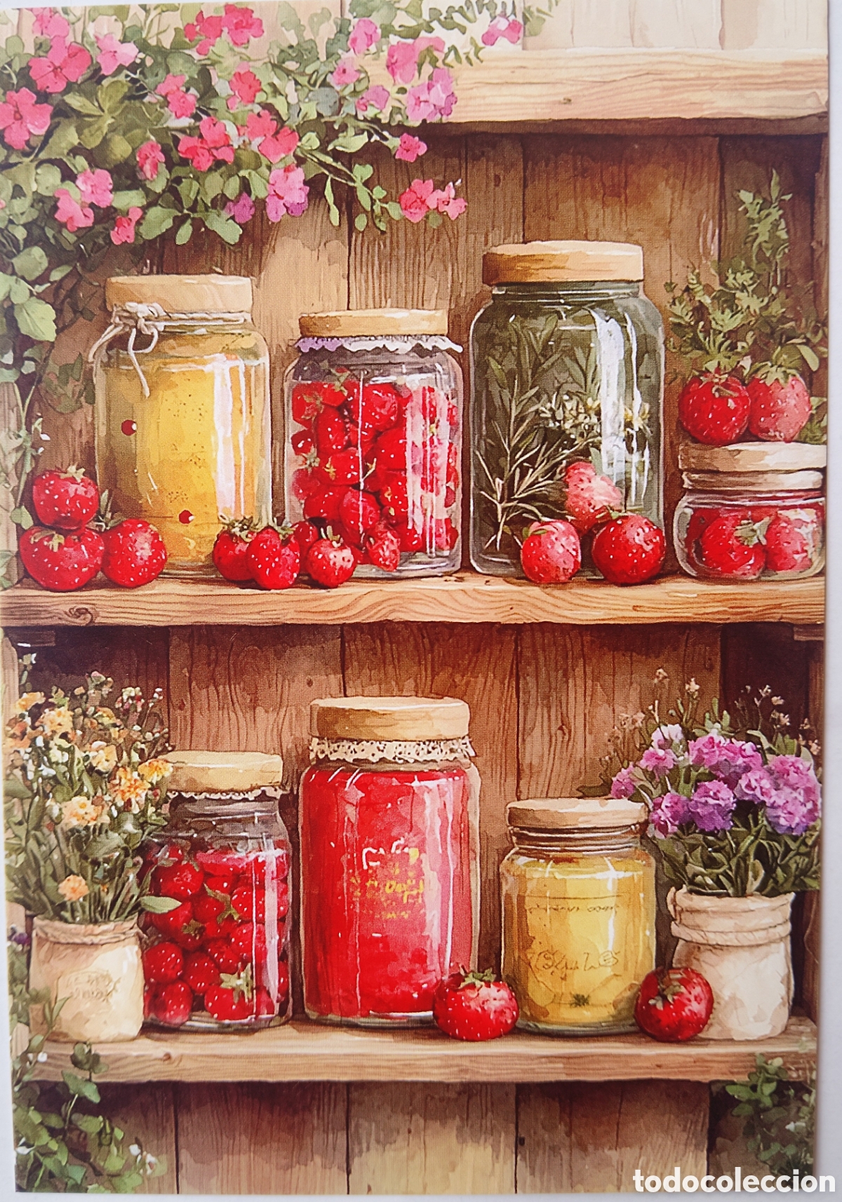 Postales: POSTAL - DETALLE CONSERVAS FRESAS FRUTAS FLORES - ESTILO ANTIGUO