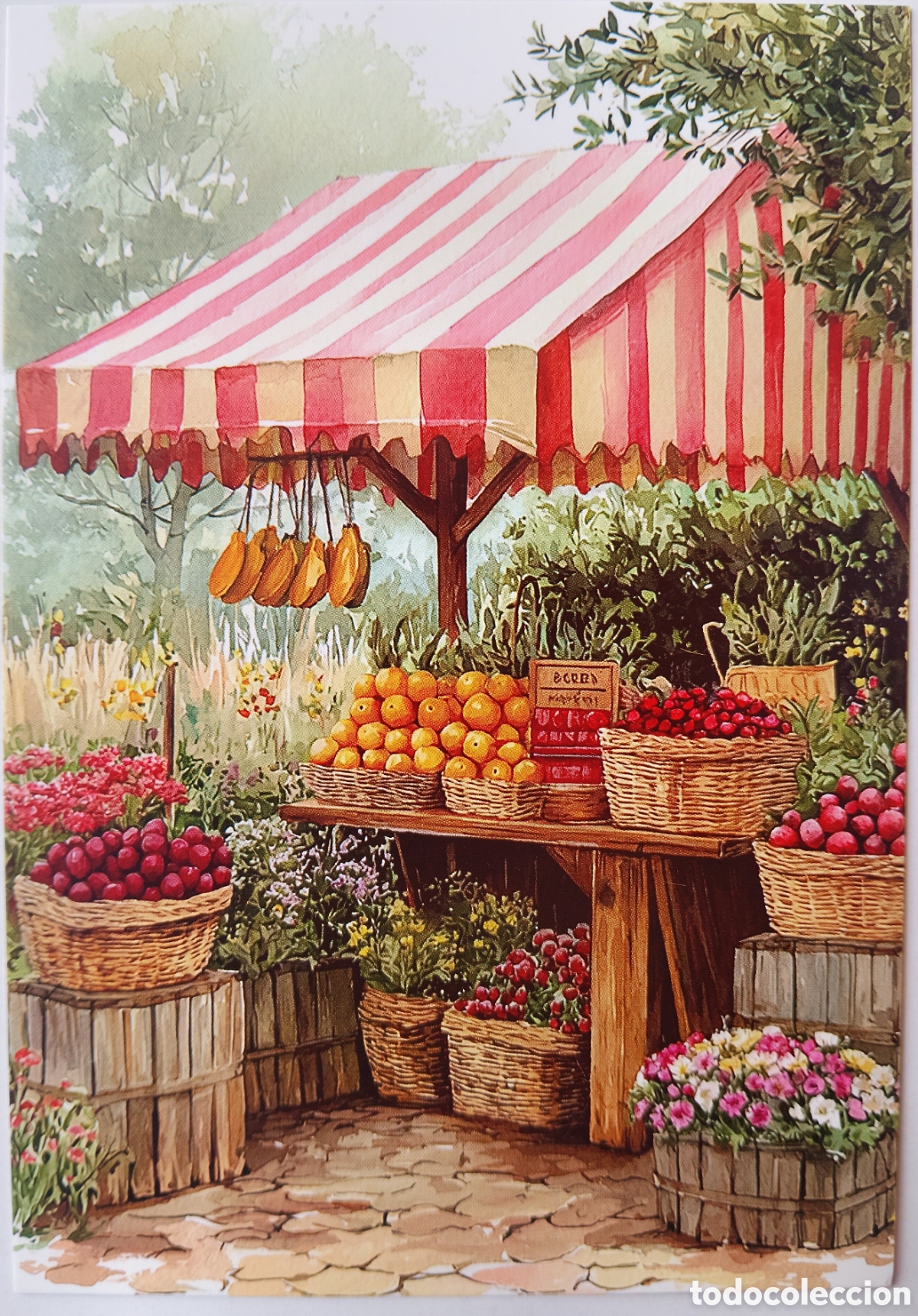 Postales: POSTAL - PUESTO MERCADO FRUTAS FLORES - ESTILO ANTIGUO