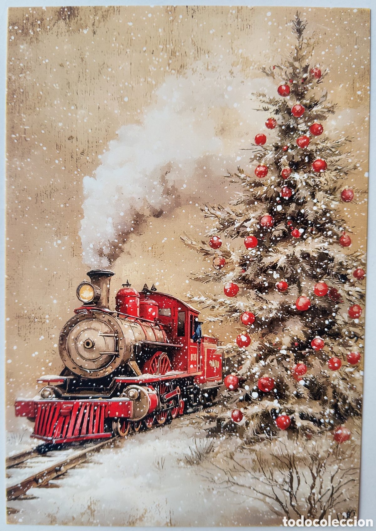 Postales: POSTAL NAVIDAD - TREN &Aacute;RBOL PAISAJE NEVADO - ESTILO ANTIGUO