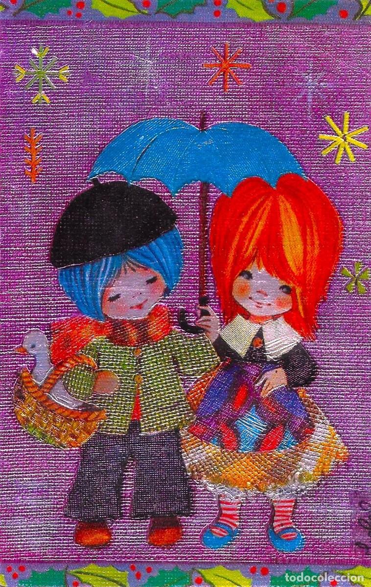 Postales: 0998K - ISABEL- CAMESINOS, CESTA, PATO - EDIC. ORTIZ X070 METALIZADA, RELIEVE - DIPTICA 13X8 CM