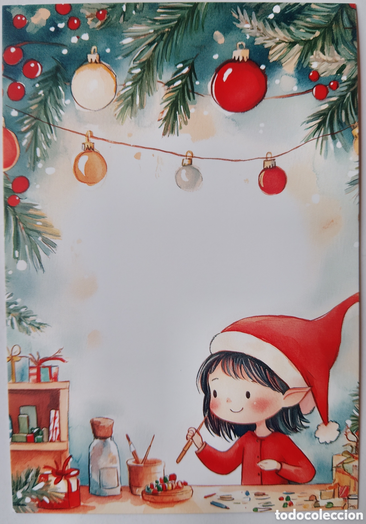 Postales: POSTAL NAVIDAD - ELFA DUENDE PINTANDO - ESTILO ANTIGUO